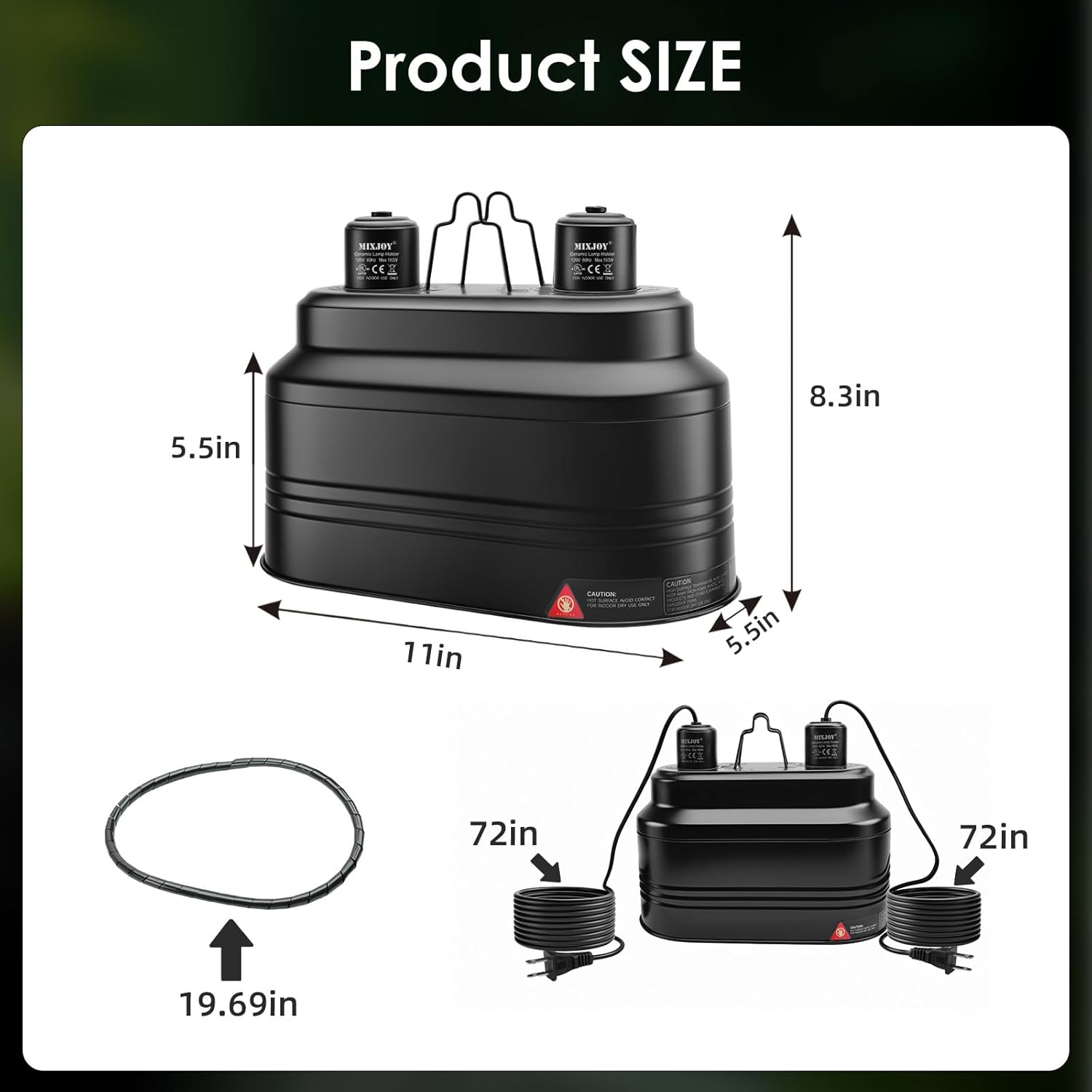 MIXJOY Dual Reptile Light Fixture, Max 160W Each Heat Lamp Fixture with Separate Switches, Fits Reptile Light/Heat Lamp/UVB Light for Lizards, Turtles, Snakes, and Amphibians - Happypetzone.online - Image 6