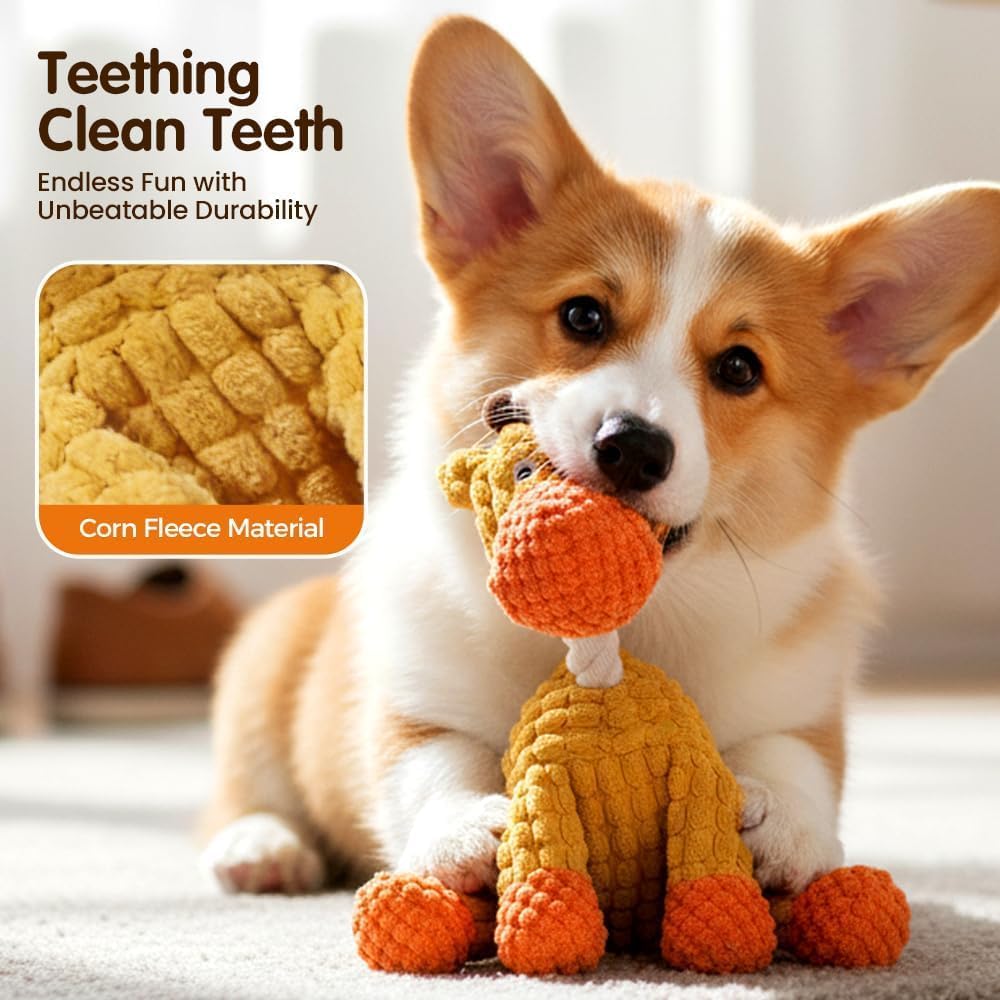 Indestructible Plush Dog Toy for Aggressive Chewers, 2026 New Dog Toys Interactive Squeaky Soft Puppy Chew Toy Long Lasting Tough Puppy Toys for Small Medium Dogs (Yellow) - Happypetzone.online - Image 4