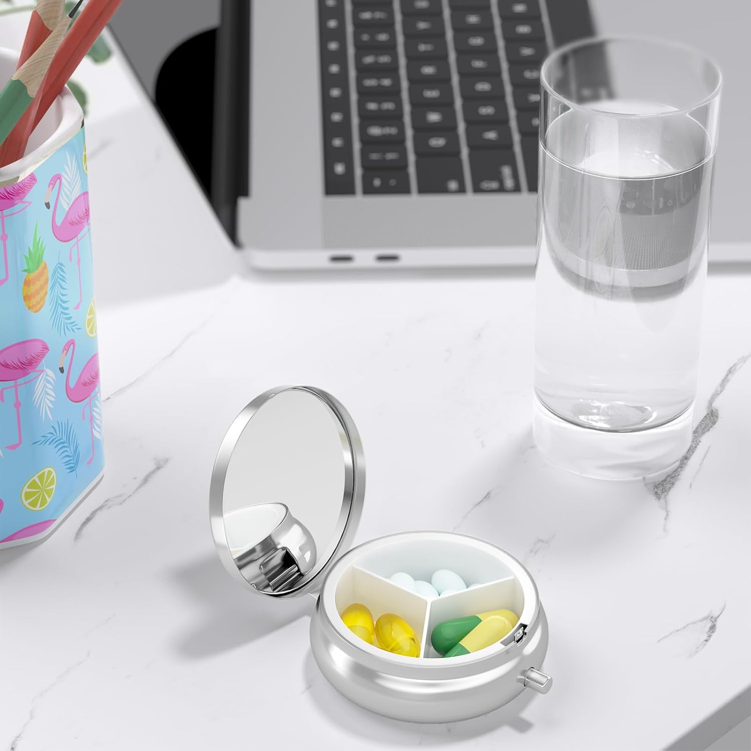 Nipichsha Pill Box, Small Pill Case for Purse & Pocket, Cute Travel Medicine Organizer, Portable Medicine Container Holder to Hold Vitamins, Medication, Fish Oil & Supplement, Flower Cat - Happypetzone.online - Image 7