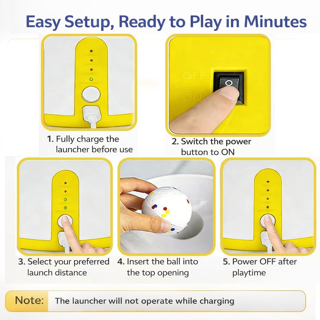 Automatic Dog Ball Launcher for Small Dogs & Medium Dogs, Interactive Fetch Machine with 3 Launch Distances (15–45 FT), USB Rechargeable, Includes 6 ETPU Balls - Happypetzone.online - Image 8