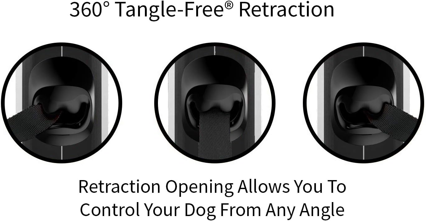 TUG 360° Tangle-Free Retractable Dog Leash | 16 ft Strong Nylon Tape | One-Handed Brake, Pause, Lock (Large, White) - Happypetzone.online - Image 4