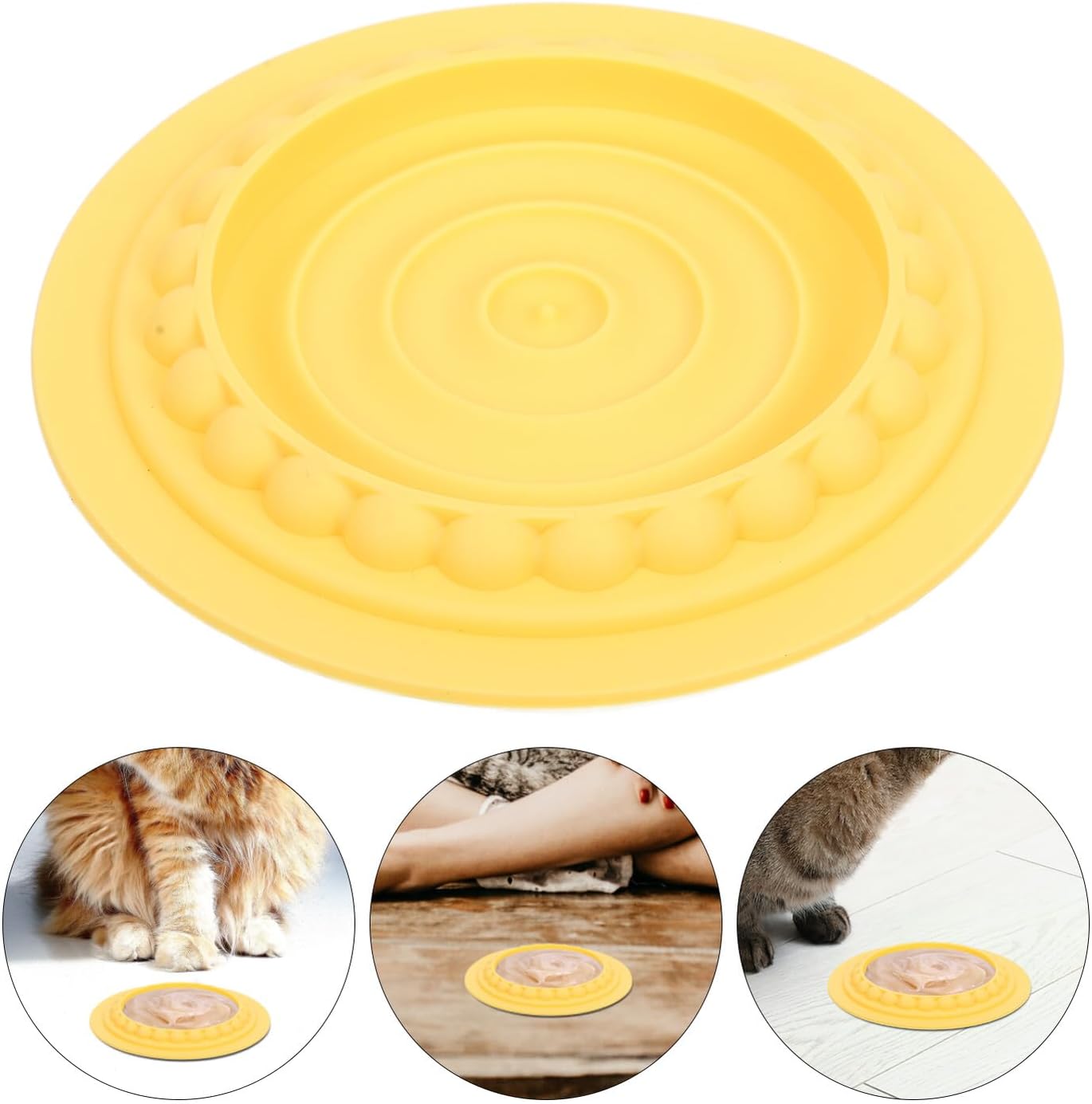 Slow Feeder Cat Bowl Yellow Feeding Mat Slow Feeding Lick Pad for Cats and Pets Reduces Food Waste Prevents Spillage and Choking Supports Healthy Digestion and Weight Control - Happypetzone.online - Image 5