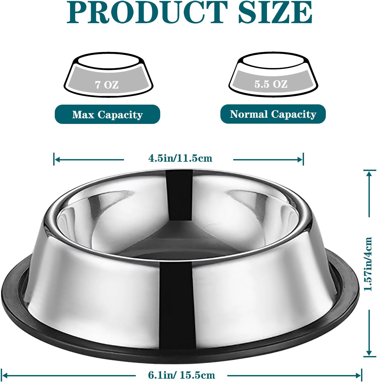 3Packs Cat-Bowls Cat Food Bowl - 4.5 Inch Non-Slip Stainless Steel Small Cat Wet Food Bowl 7 Oz Pet Feeding Bowl Whisker Fatigue Relief Cat Water Bowl for Kitten Puppy Small Dog - Happypetzone.online - Image 3