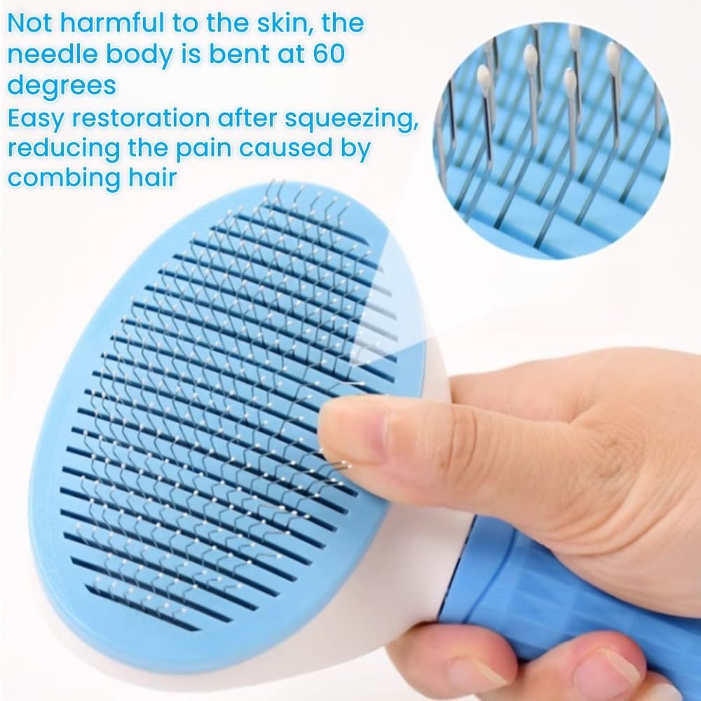 Cat Brush Self Cleaning, Ergonomic Handle,Slicker Cat Brush with Release Button,Tool Suitable for Cats and Dogs Pet Hair Cleaner, Easy to Remove Loose Undercoat - Happypetzone.online - Image 3