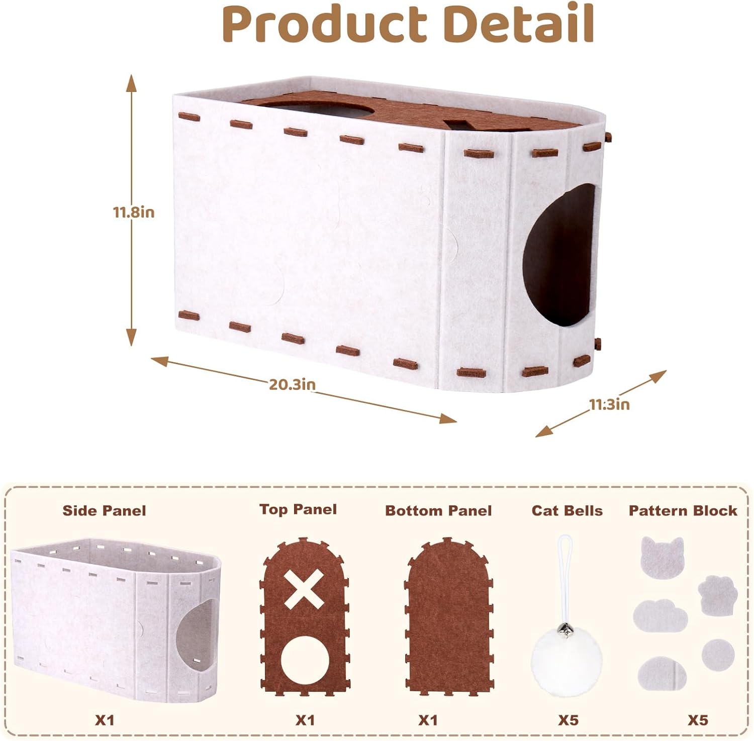 Mity Rain Cat House for Indoor Cats, Foldable Felt Bed Cave with Tunnel & Cat Ball Toy, Large Cat Bed Up for Play, Soft & Warm Cat Beds & Furniture for Indoor Kitten Adult Cats - Happypetzone.online - Image 2