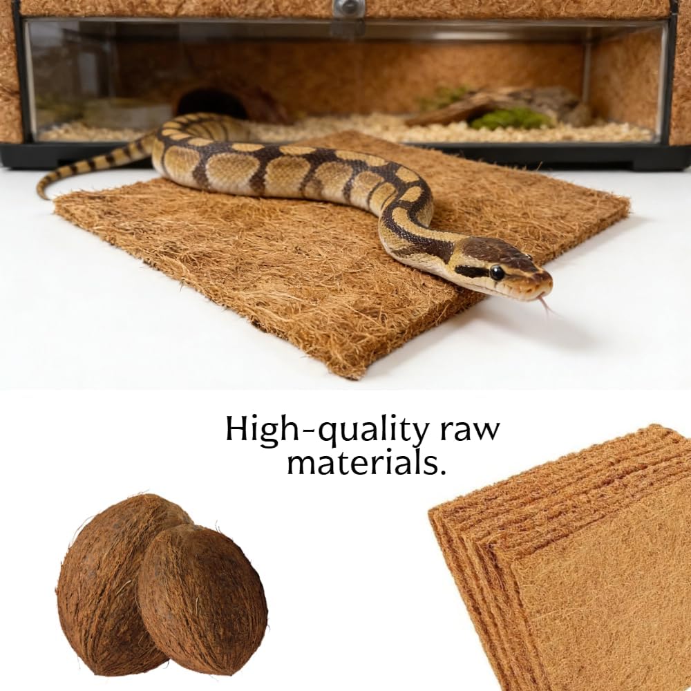 Laoha 10-Pack Reptile Carpet Liners, 12 x 12 Inch Natural Coconut Fiber Mats for Reptile Tanks, Terrariums– Substrate Bedding for Bearded Dragons, Tortoises, Lizards, Snakes, Turtles & Leopard Geckos - Happypetzone.online - Image 4