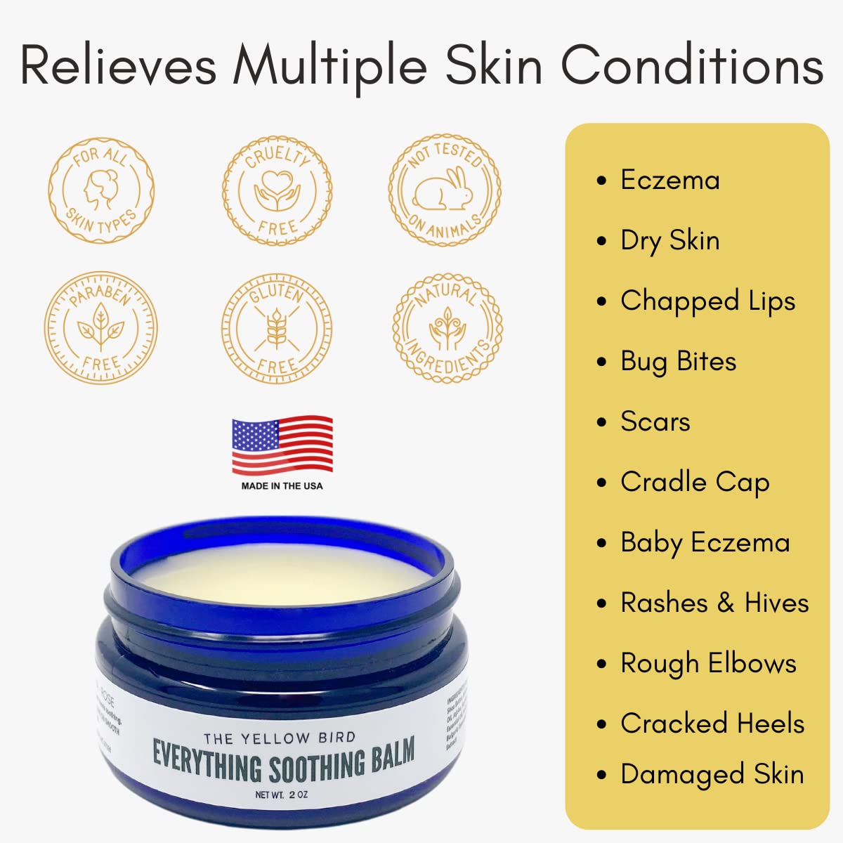 The Yellow Bird Everything Soothing Multi-Purpose Skin Balm (Arnica Chamomile Copaiba Rose, 2 Oz (Pack of 1)) - Happypetzone.online - Image 6