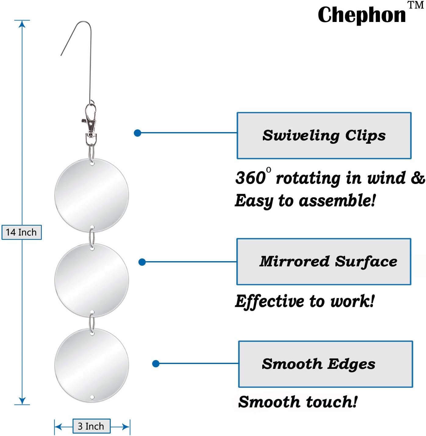 Chephon Upgraded Bird Scare Discs Set - Large 24 Discs - Highly Reflective Double-Sided Bird Reflectors Scare Devices - Better to Keep Most Birds Away Like Woodpecker and Pigeon - Happypetzone.online - Image 5