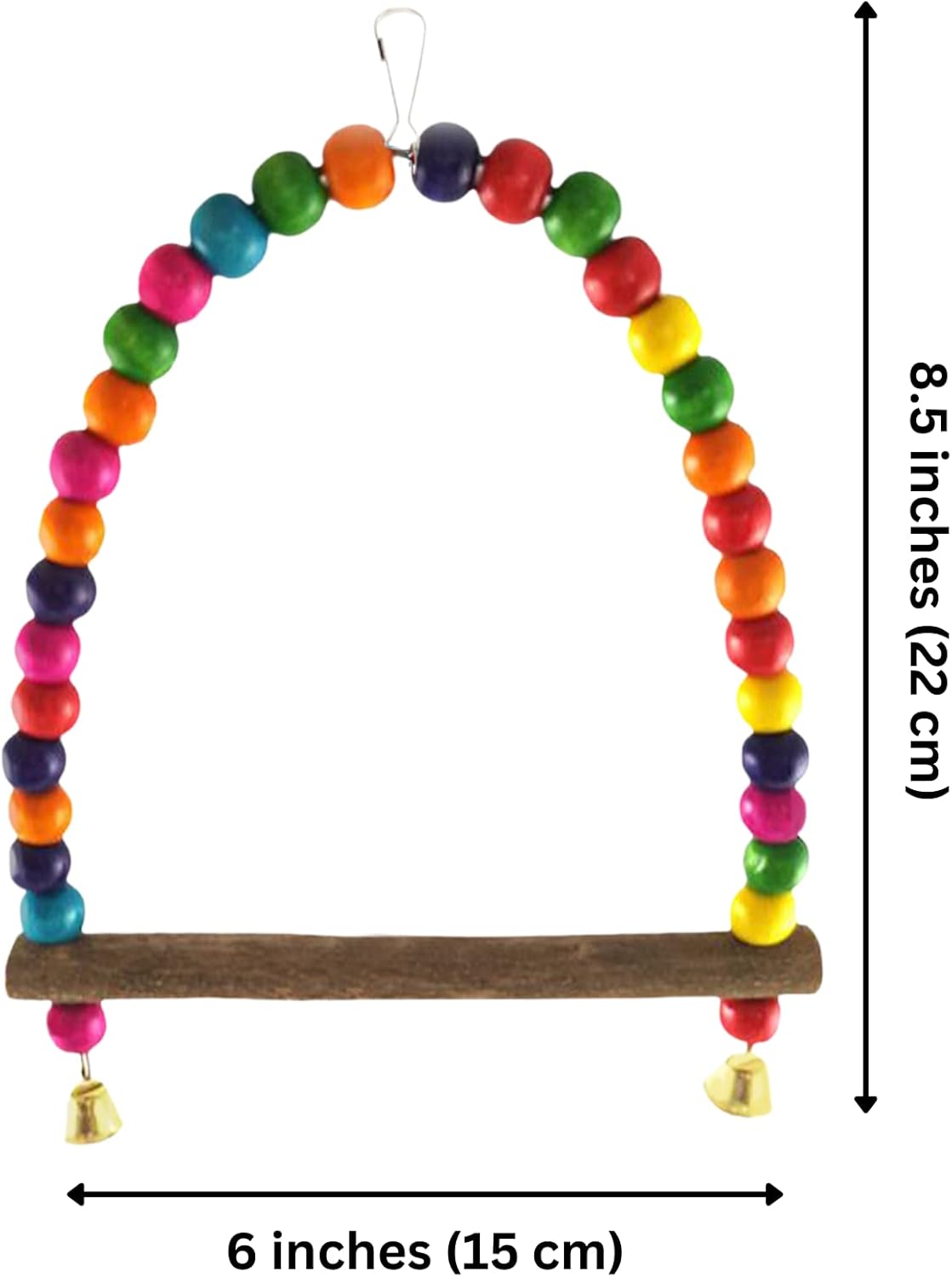 SunGrow Colorful Finch Swing Toy with Bells, Wooden Perch Stand for Canary, Lovebird & Budgie, 8.5x6 Inches, Sturdy Rocking Gym, Small Bird Cage Accessories to Balance, Exercise & Training - Happypetzone.online - Image 7