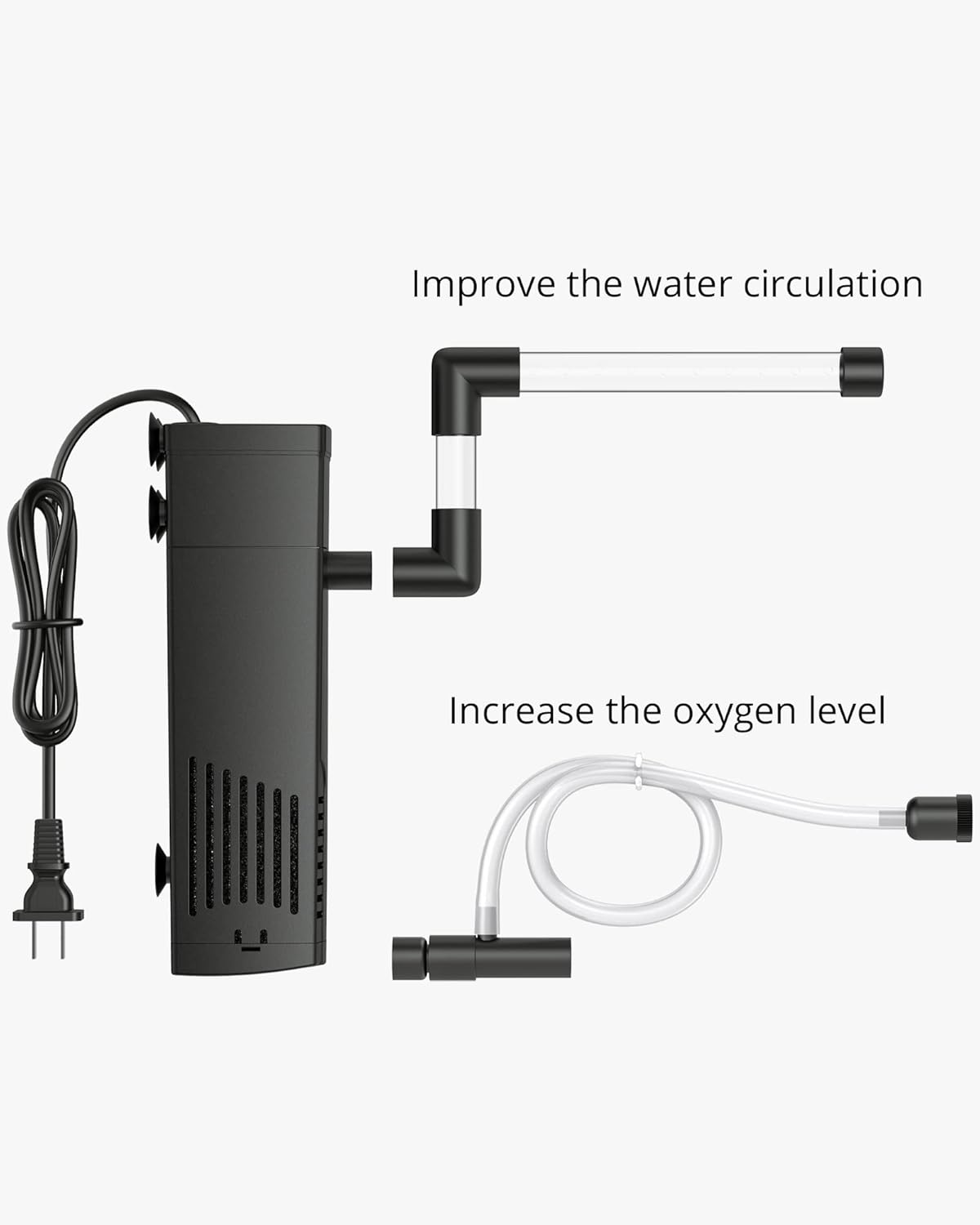 NICREW Aquarium Internal Filter, Submersible Power Filter with Multiple Function for Fish Tanks 2 to 5 Gallon, 40 GPH, 3.5W - Happypetzone.online - Image 8