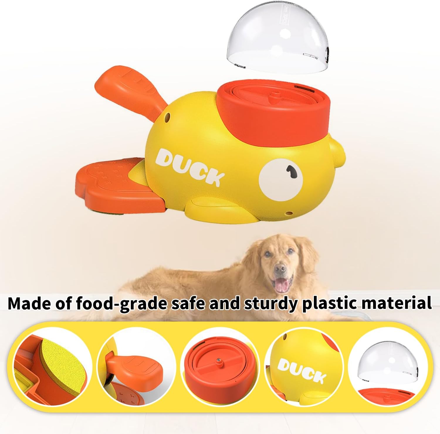 Interactive Dog Treat Dispenser Toy, Cute Duck Slow Feeder & Food Puzzle for Cats/Puppies - Durable IQ Training Pet Toy for Boredom Relief & Healthy Digestion - Happypetzone.online - Image 2
