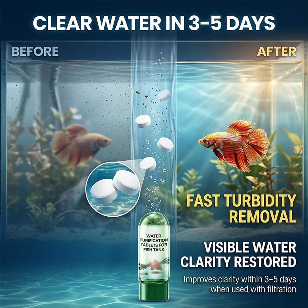 Powerful Aquarium Water Purification Tablet, Water Purification Tablets for Fish Tank, Efficient Clear Turbidity & Improve Water Quality, New Year's Gift for Aquarium Enthusiasts (1pcs) - Happypetzone.online - Image 3