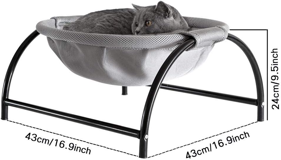 JUNSPOW Cat Bed Dog/Pet Hammock Bed Free-Standing Kitty Sleeping Cat Supplies Pet Supplies Whole Wash Stable & Breathable Easy Assembly Indoors Outdoors, 16.9 in x 16.9 in x 9.5 in - Happypetzone.online - Image 3