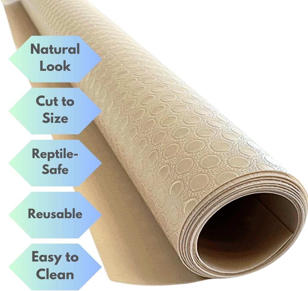 Tank Liner, 17.7" x 59", Reptile Terrarium Substrate Mat Carpet Bedding, Enclosure Liner for Bearded Dragon Leopard Gecko Lizard Tortoise Snake (Beige) - Happypetzone.online - Image 3