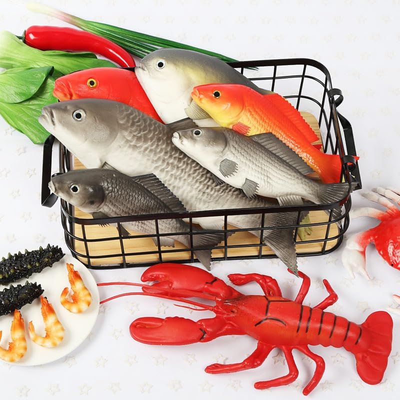 10 PCS Realistic Plastic Fake Freshwater Fish and Seafood Combination Food Props Kitchen Decor Restaurants Hotels Home Display Thanksgiving Christmas - Happypetzone.online - Image 5