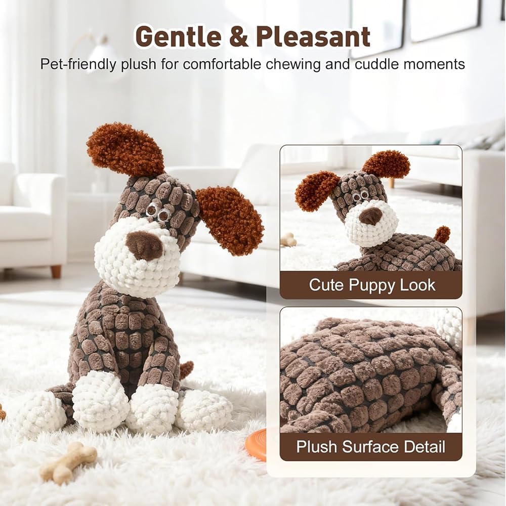 Indestructible Plush Dog Toy for Aggressive Chewers, 2026 New Dog Toys Interactive Squeaky Soft Puppy Chew Toy Long Lasting Tough Puppy Toys for Small Medium Dogs (Yellow) - Happypetzone.online - Image 2