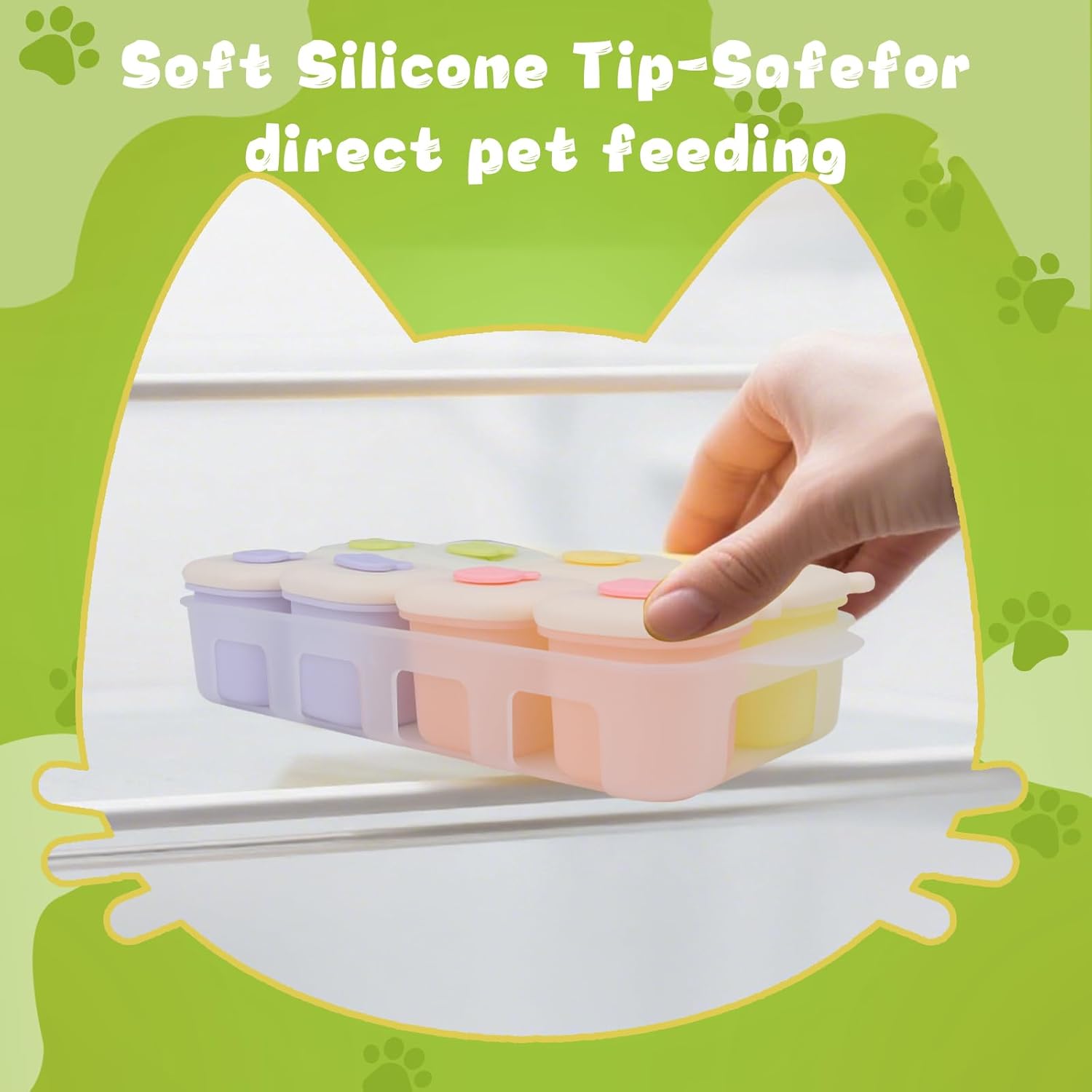 Pet Wet Food Container with Lids for Fridge,8-Pack Farmers Homemade Silicone Dog Food Container with Scoop,1.1oz Each, Keeps Wet Can Food Fresh, Odor-Resistant,Freezer, Microwave & Dishwasher Safe - Happypetzone.online - Image 3