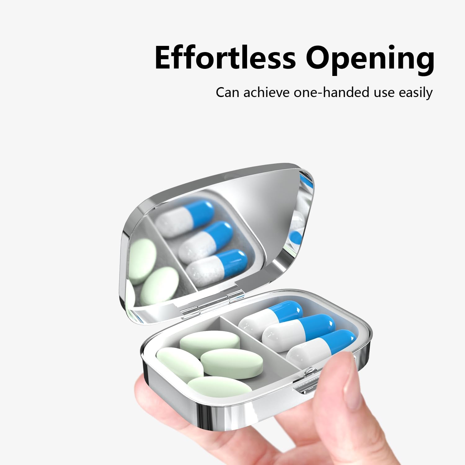 Pill Box-2 Compartment Small Pill Case Portable for Pocket & Purse Single Pill Carrier Pill Container to Hold Vitamins Medication Fish Oil and Supplements BPA-Free(Moon Cat) - Happypetzone.online - Image 2