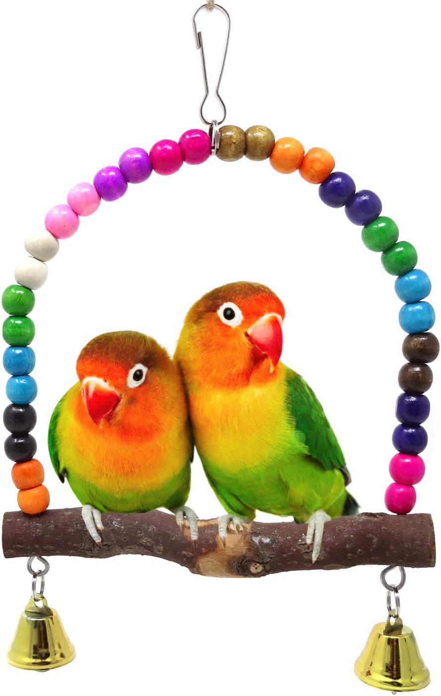 Honbay Wooden Bird Swing Perch Parrot Hanging Toy for Small Sized Birds - Happypetzone.online - Image 2