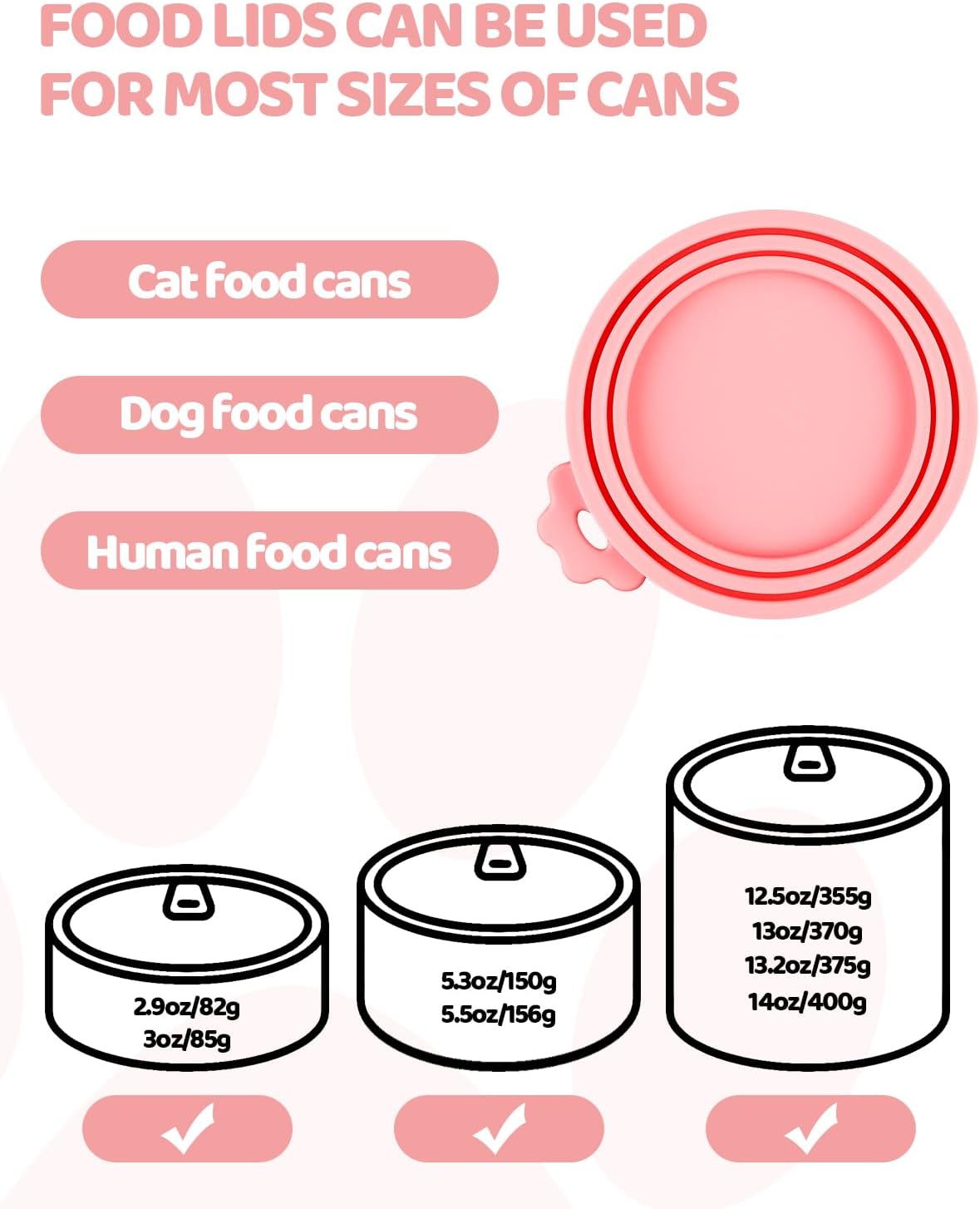5 PCS Cat Food Can Covers Lids Set, Silicone Pet Food Can Lids with Multi-Function Cat Food Spoon and Opener, Cat Bar Squeezer, Stainless Steel Wet Food Spoon for Cats and Dogs (Pink) (Pink) - Happypetzone.online - Image 6