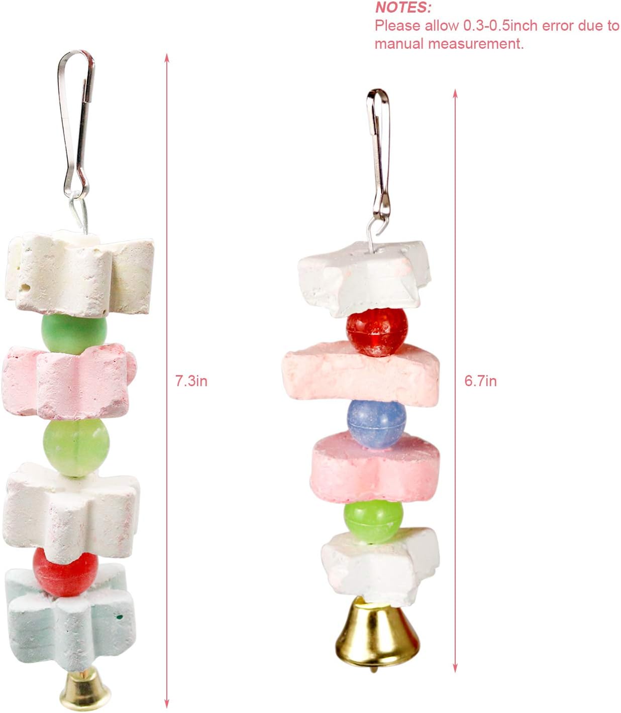 3Packs Parrot Chewing Toy Beak Trimmer Calcium Stone with BellParrot for Cockatiel Conure African Grey Amazon Parrots Parakeet Cockatiel Bird (Style-2) - Happypetzone.online - Image 2