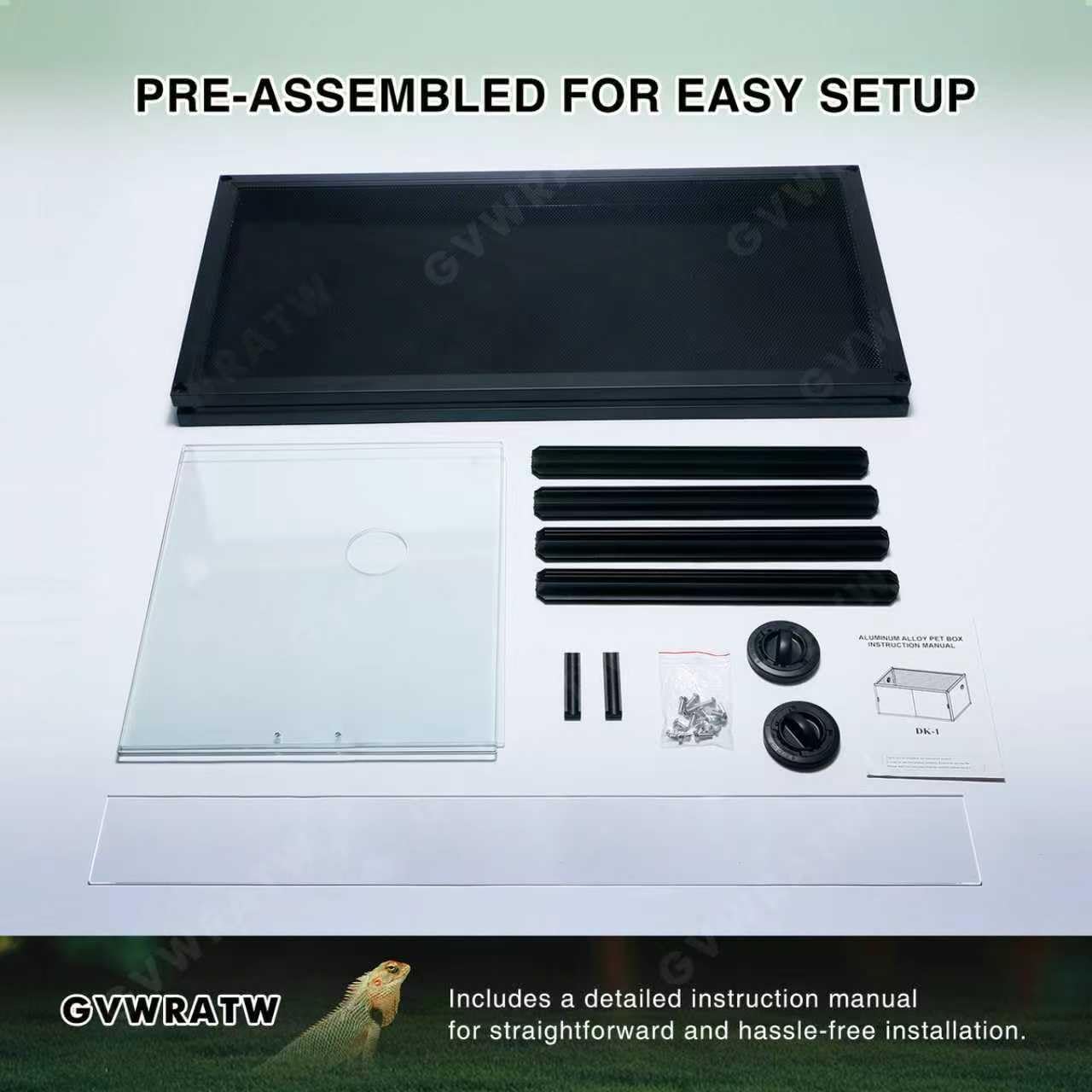 48-Gallon Acrylic Reptile Terrarium 36”x18”x18” – Durable Reptile Tank with Heat-Resistant Aluminum Frame, Smooth Dual Swinging Doors (No Sand/Debris Clogging) – Ideal for Lizards, Snakes & Geckos. - Happypetzone.online - Image 6