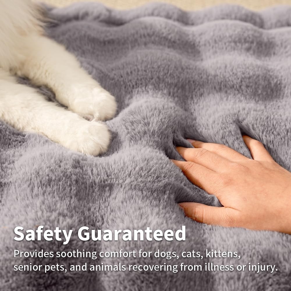 SOMAHE Cat Bed Mat, Soft Plush Faux Fur Kneading Pet Bed, Machine Washable Cat Sleeping Pad for Indoor Cats & Kittens, Non-Slip Fluffy Cat Rug for Couch Sofa Floor, 23x15 Inch Grey - Happypetzone.online - Image 3