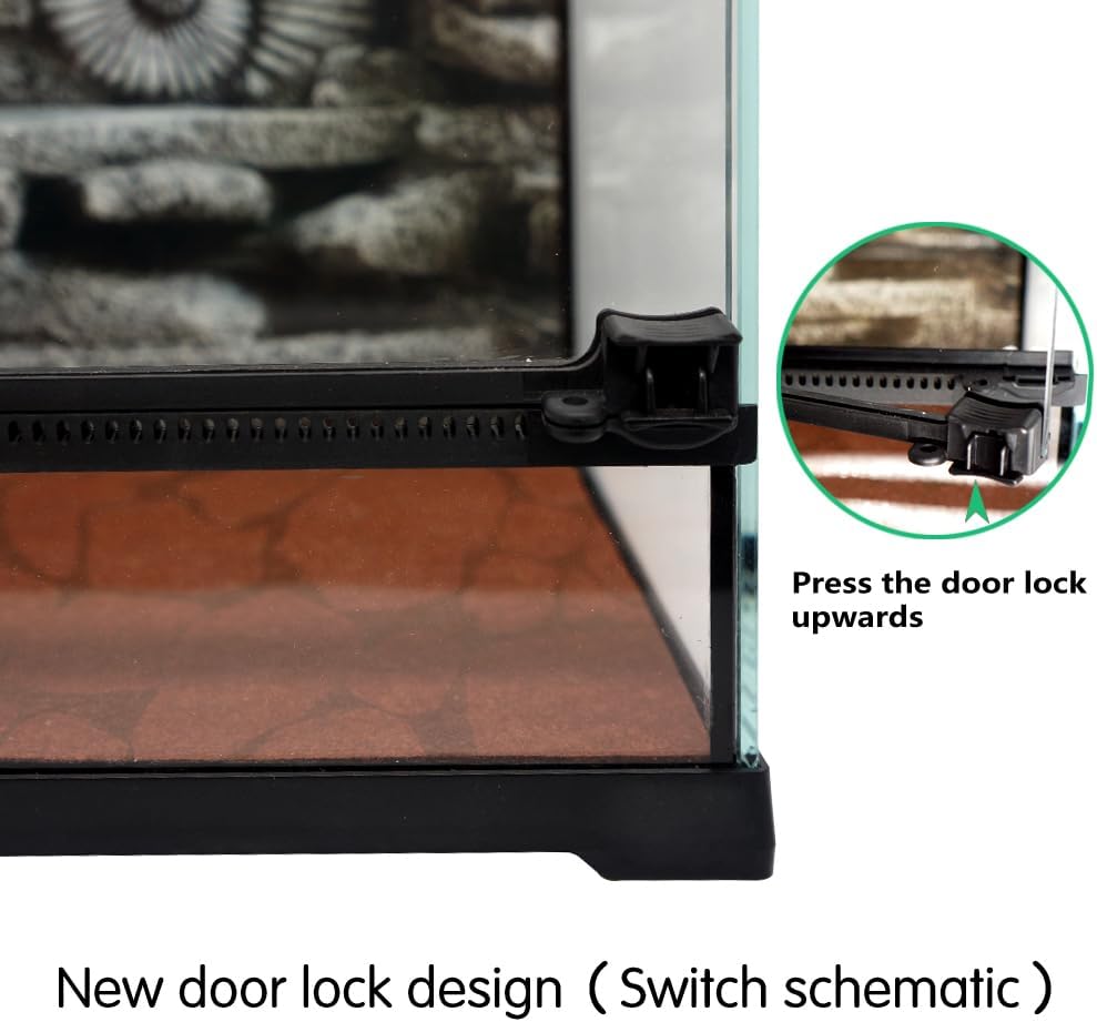 Mini Reptile Glass Terrarium Tank 8"x8"x12“ Full View with Front Opening Door and Enclosure Habitat Cage for Leopard Gecko Tarantula Young Lizard Hermit Crab Frog Insects Breeding Tank - Happypetzone.online - Image 4