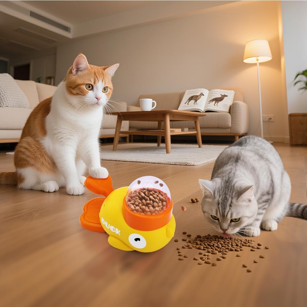 Interactive Cat Treat Dispenser, Slow Feeder Cat Puzzle Toy Duck Shaped Design - Happypetzone.online - Image 7