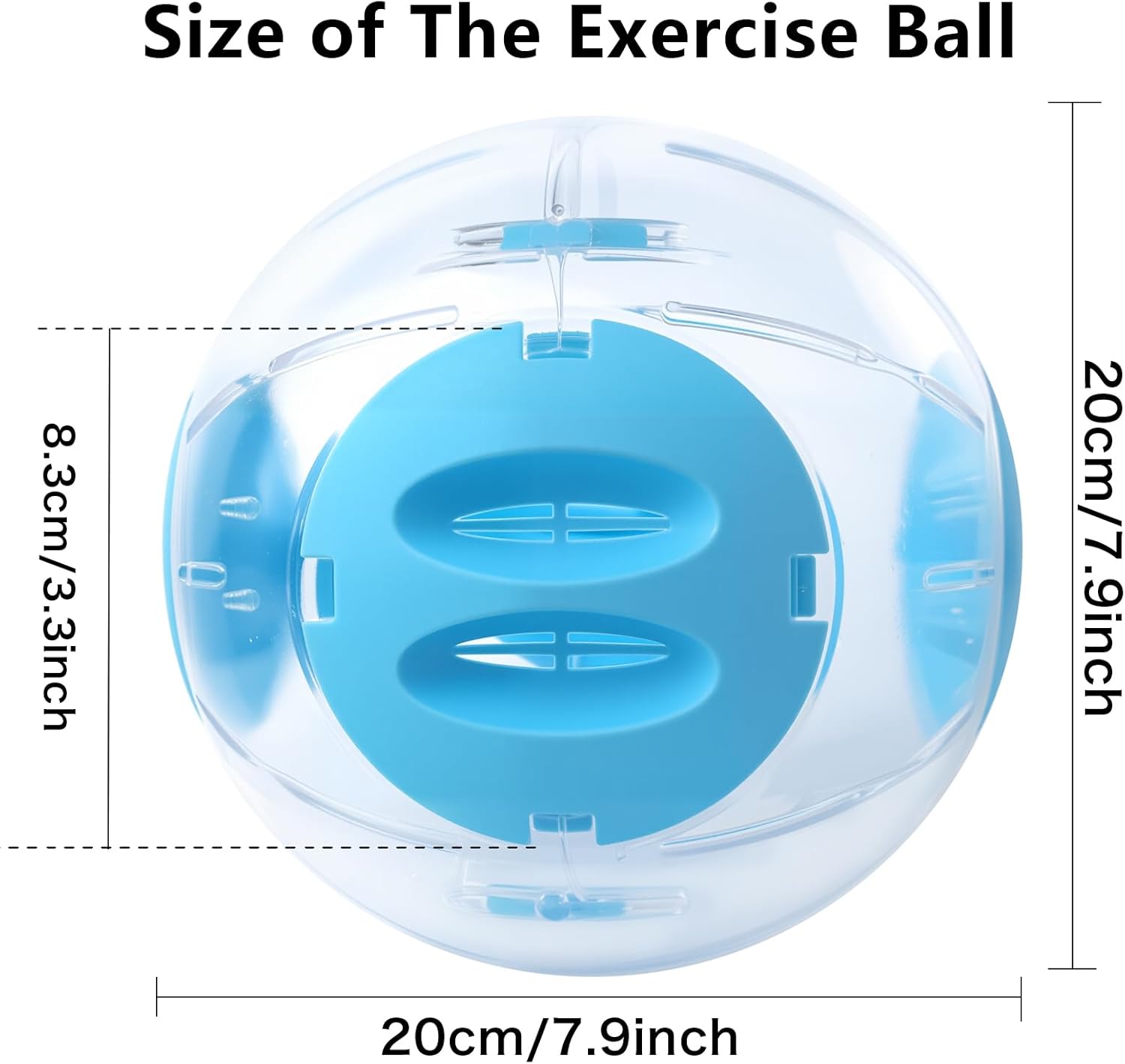 Hamster Exercise Ball, 7.9 Inch Syrian Hamster Ball, Transparent, Large Ball with Four entrances (Blue) - Happypetzone.online - Image 2