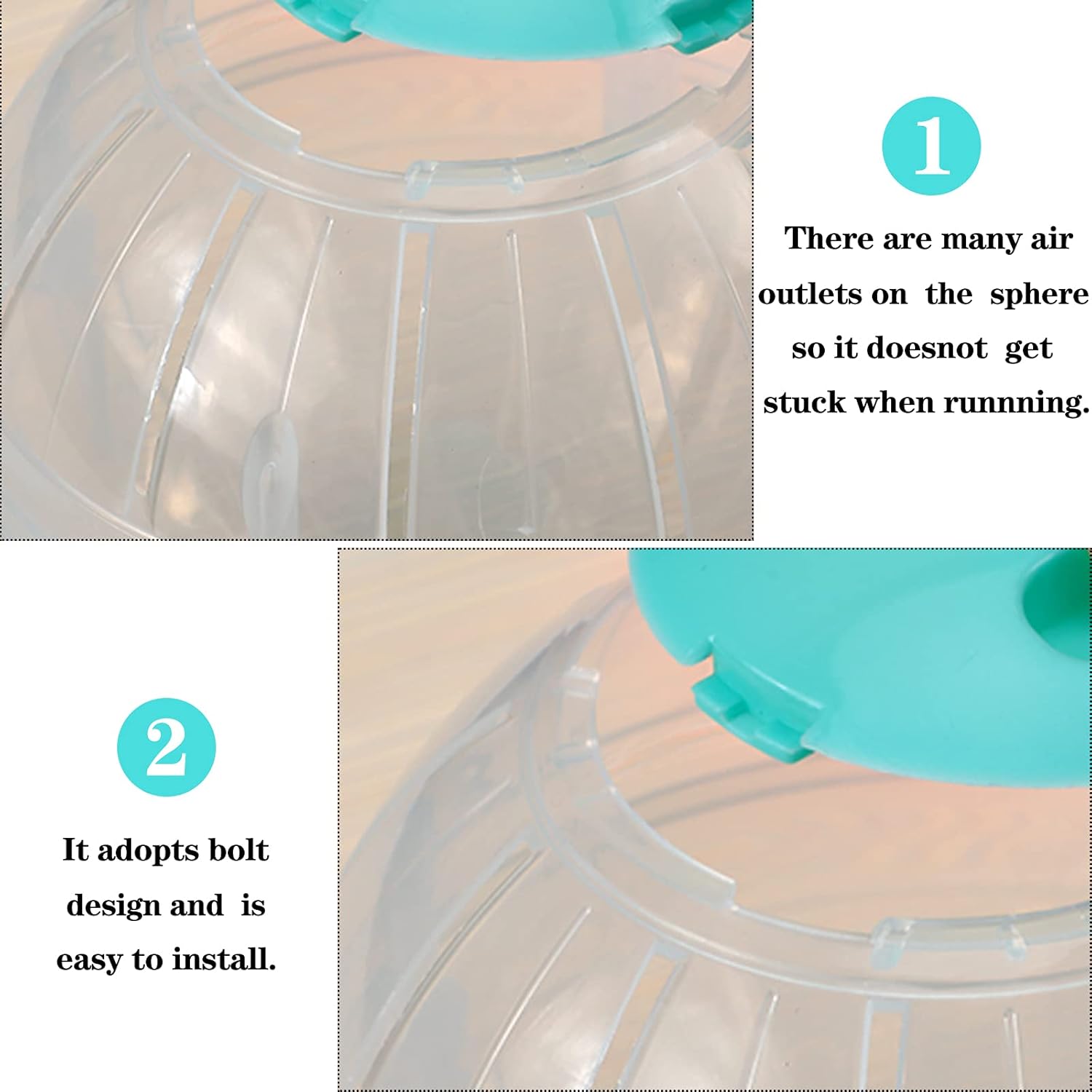 2 Pieces Hamster Ball Hamster Exercise Ball 5.7 Inch Guinea Pigs Running Balls Transparent Plastic Hamsters Wheel for Mini Dwarf Rabbits Small Pets to Reduce Boredom and Increase Activity - Happypetzone.online - Image 6