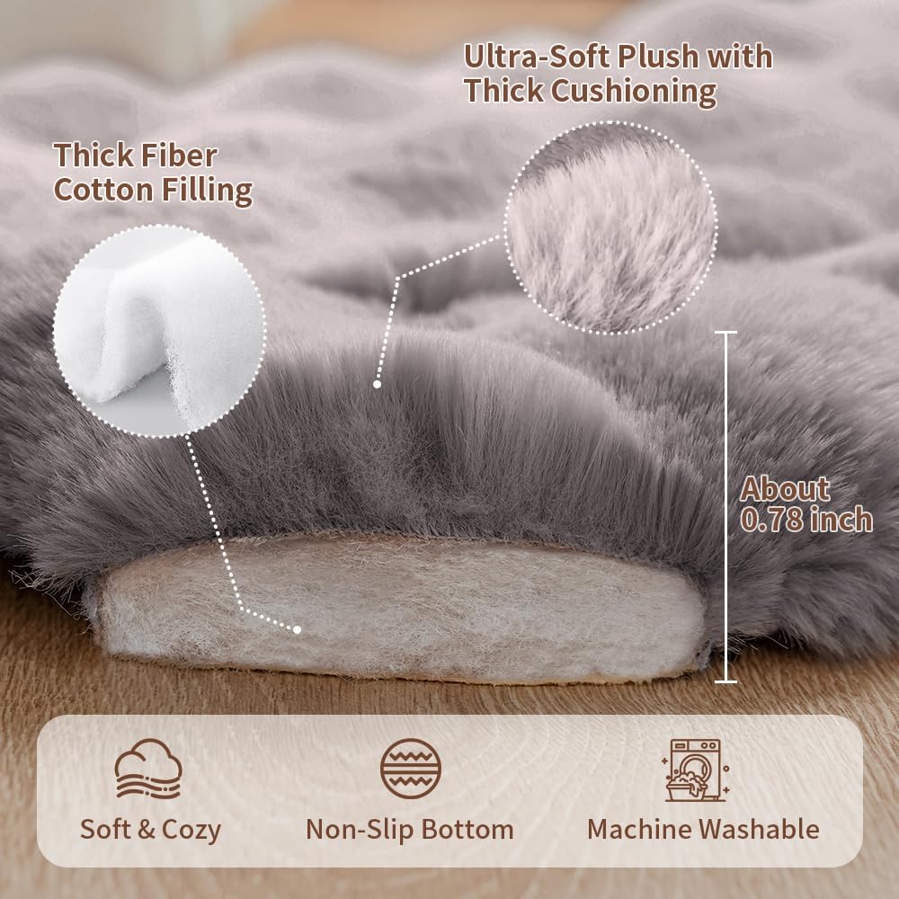 SOMAHE Cat Bed Mat, Soft Plush Faux Fur Kneading Pet Bed, Machine Washable Cat Sleeping Pad for Indoor Cats & Kittens, Non-Slip Fluffy Cat Rug for Couch Sofa Floor, 23x15 Inch Grey - Happypetzone.online - Image 5