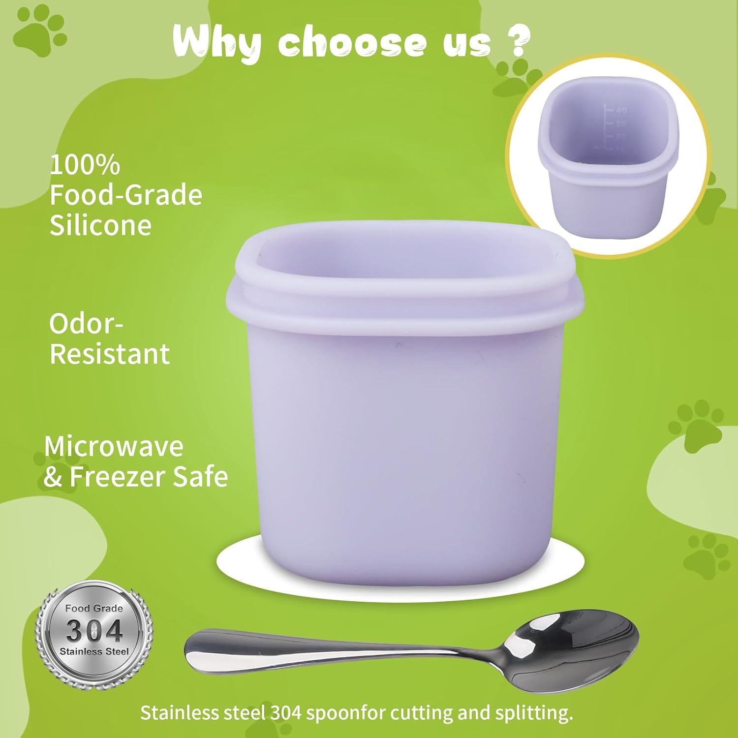 Pet Wet Food Container with Lids for Fridge,8-Pack Farmers Homemade Silicone Dog Food Container with Scoop,1.1oz Each, Keeps Wet Can Food Fresh, Odor-Resistant,Freezer, Microwave & Dishwasher Safe - Happypetzone.online - Image 4