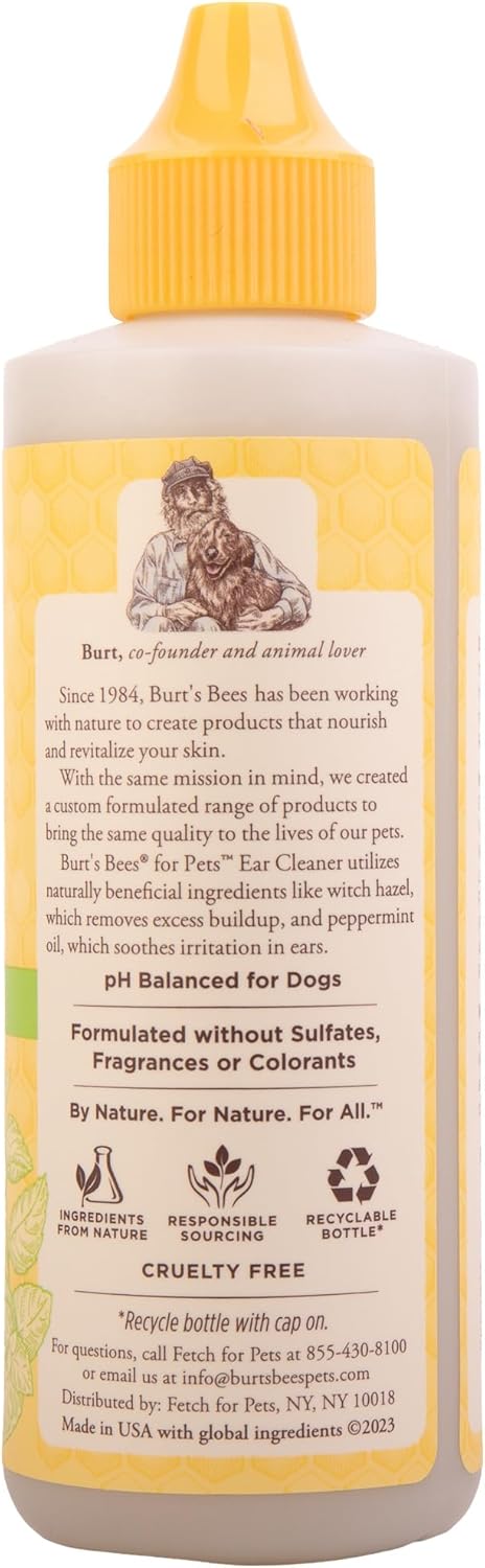 Burt's Bees for Pets Natural Ear Cleaner for Dogs with Peppermint and Witch Hazel, 99.7% Natural Origin Formula, Dog Ear Cleaning Solution for Dogs and Puppies, 4 Fl Oz - 2 Pack - Happypetzone.online - Image 7