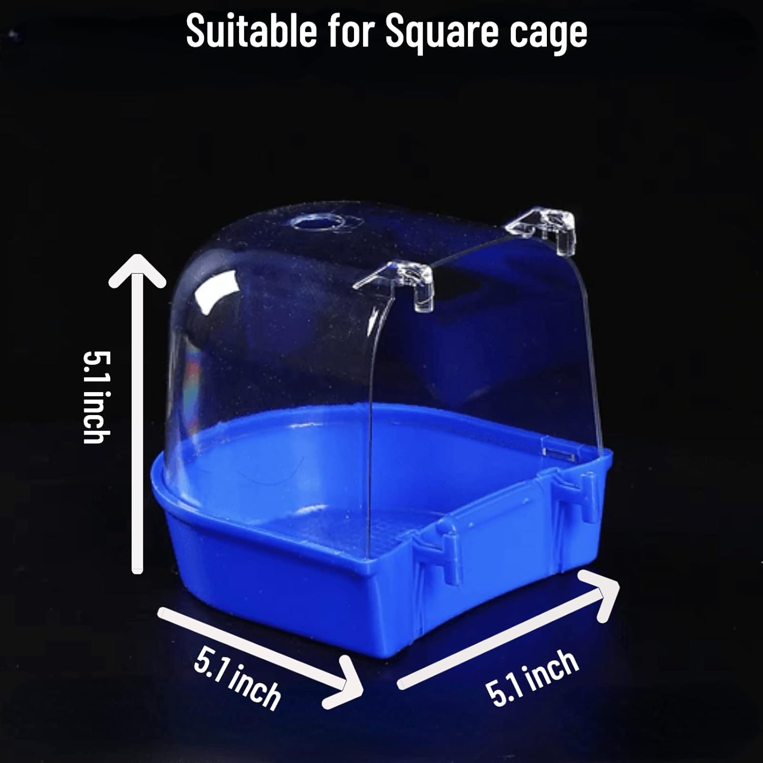 Bird Bath Cage, Cleaning Pet Supplies Bird Bathtub with Hanging Hooks Come with Free Water Injector for Parrots Spacious Parakeets Portable Shower for Most Birdcage Random Color (S for Square cage) - Happypetzone.online - Image 2