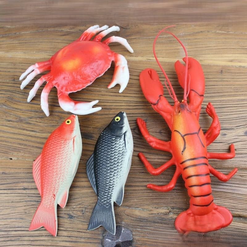 10 PCS Realistic Plastic Fake Freshwater Fish and Seafood Combination Food Props Kitchen Decor Restaurants Hotels Home Display Thanksgiving Christmas - Happypetzone.online - Image 2