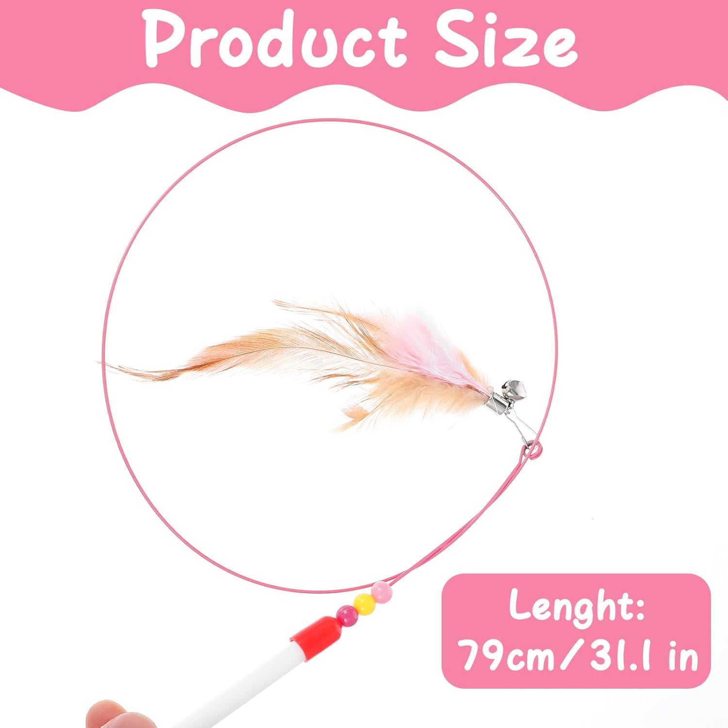 4 Pcs Cat Feather Toys, Cat Feather Wand Toy with Bell Beads Interactive Cats Toys Wand Teaser Wire Wands for Cats Chase Exercise Play - Happypetzone.online - Image 2