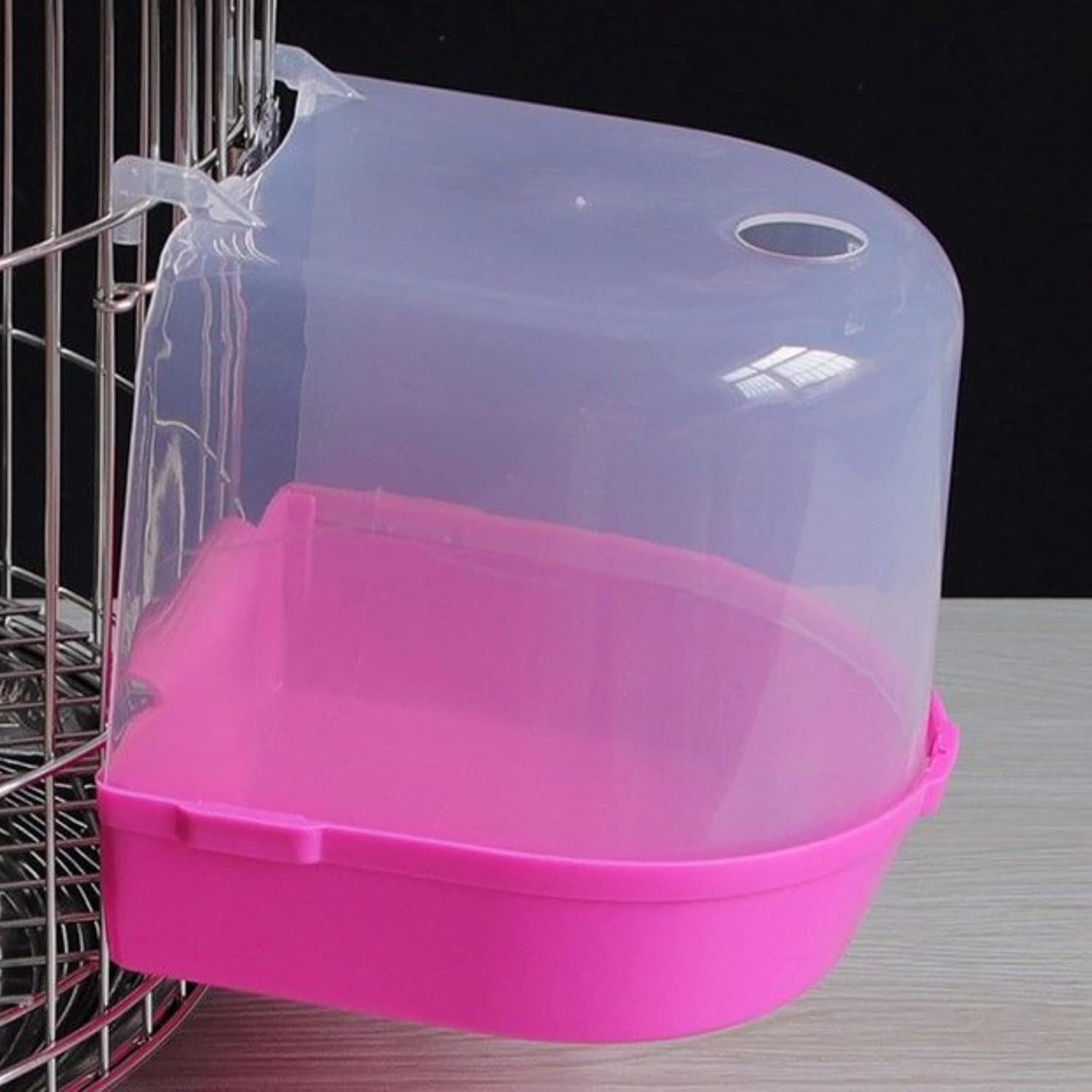 Bird Bath Cage, Cleaning Pet Supplies Bird Bathtub with Hanging Hooks Come with Free Water Injector for Parrots Spacious Parakeets Portable Shower for Most Birdcage Random Color (S for Square cage) - Happypetzone.online - Image 6