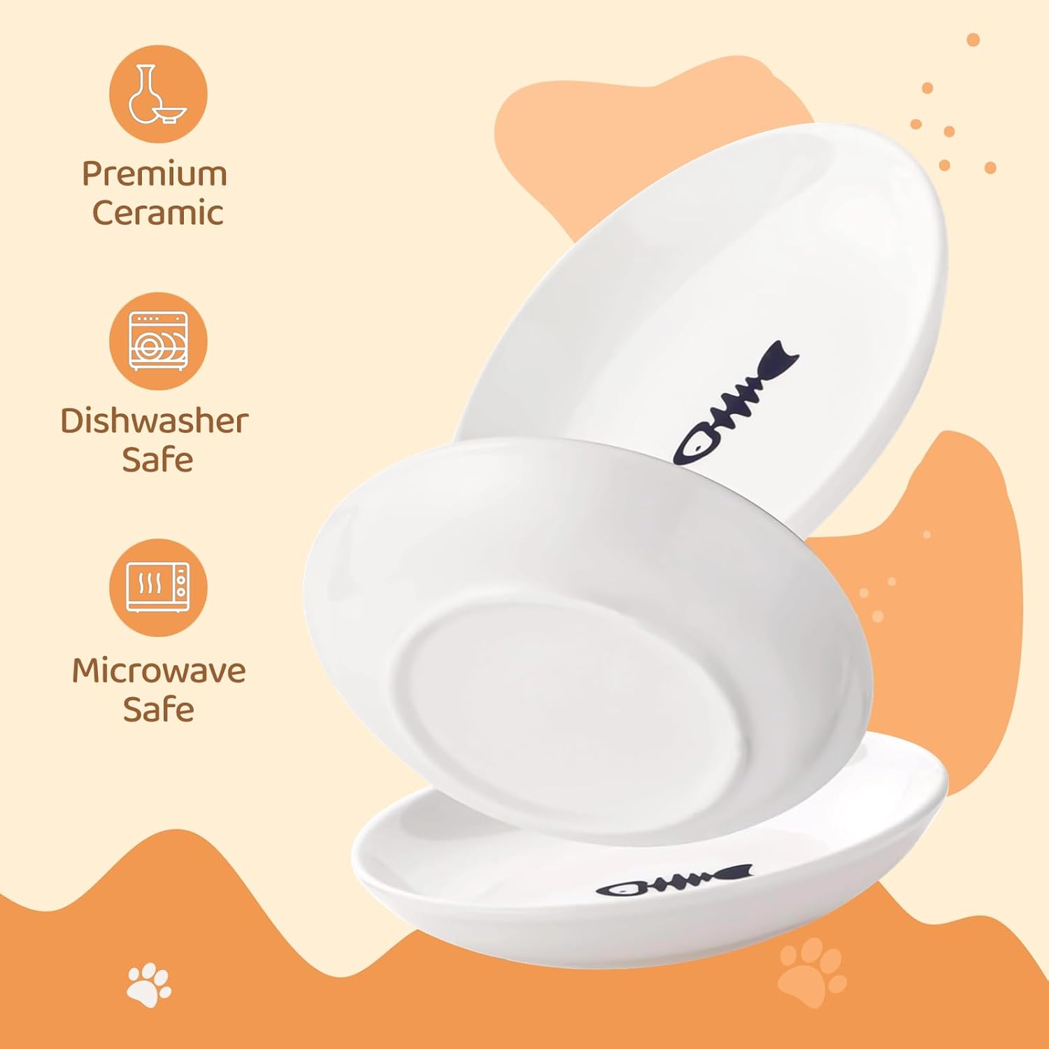 Ceramic Cat Food Plates: Cat Wet Food Bowls/Whisker Fatigue Cat Dishes & Shallow Bowls for Kittens and Small Animals - Happypetzone.online - Image 6
