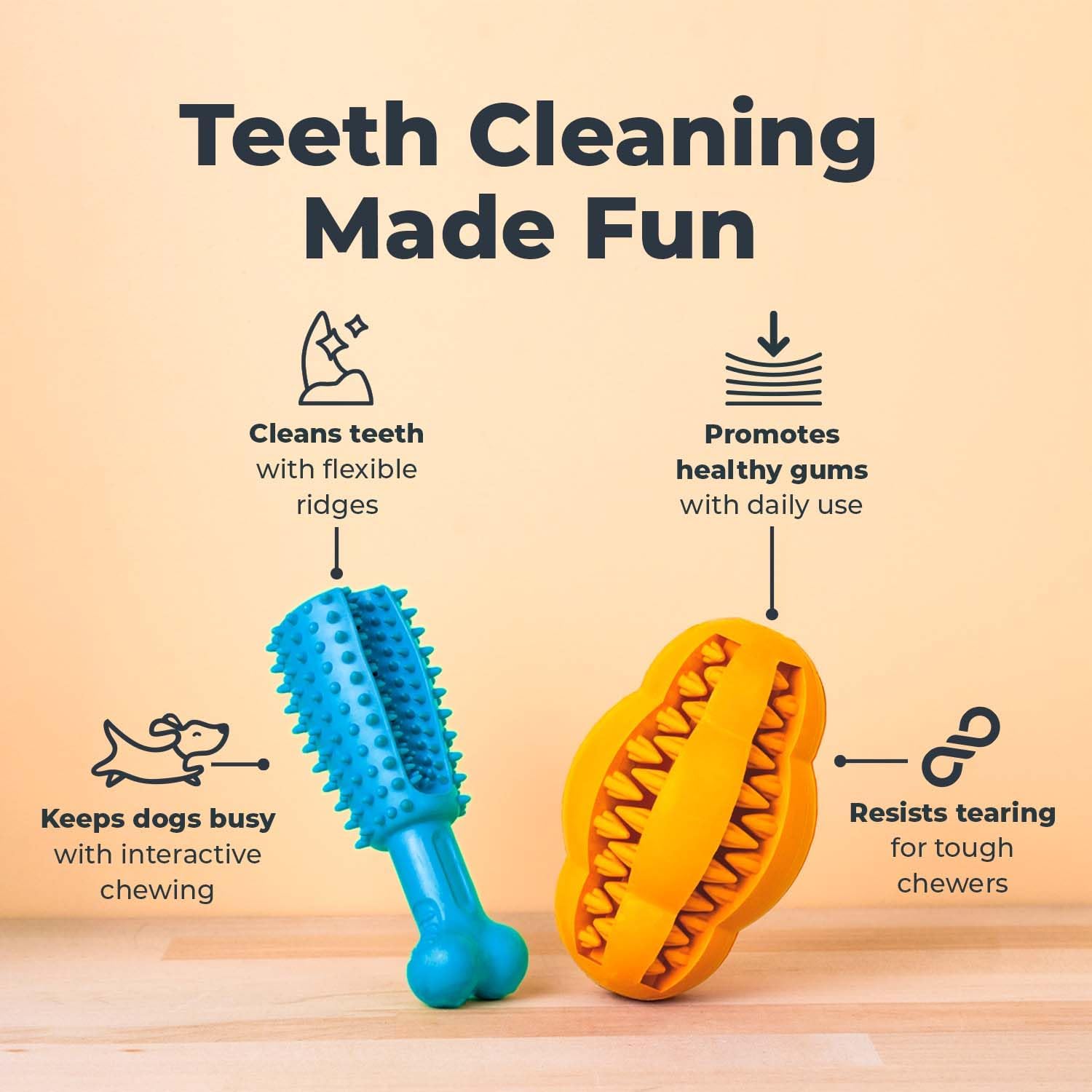 Oxyfresh Dog Dental Chew Toy - Best Dog Teeth Cleaning Toy – A Simple Bite and Brush Toy that Helps Remove Plaque, Cleans Teeth & Freshens Breath Without Brushing - Large - Happypetzone.online - Image 2