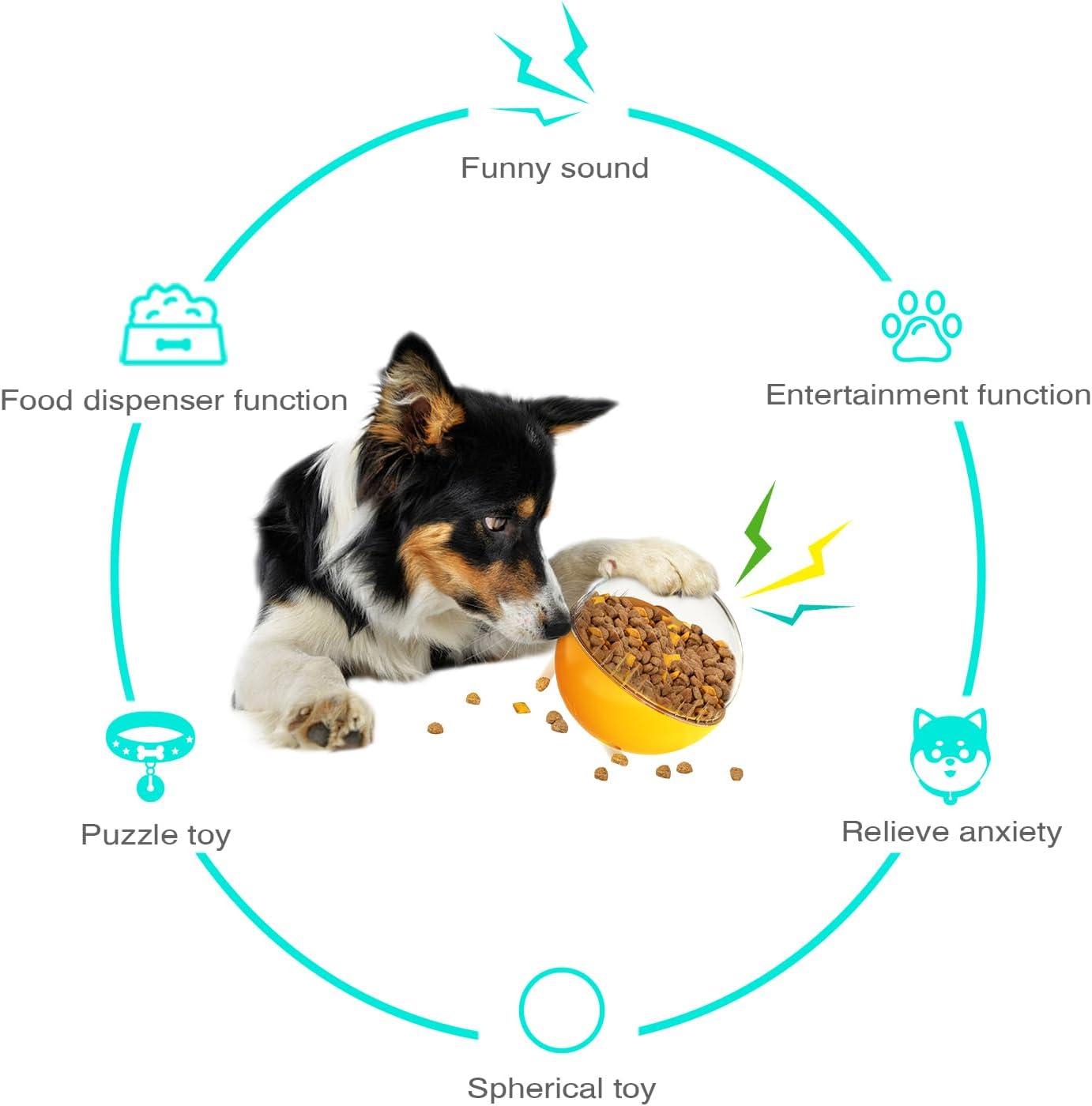 Dog Treat Ball, Interactive Squeaky Mental Stimulation Toys, Slow Feeder Puzzle Toys for Medium/Large Dog Breeds - Happypetzone.online - Image 2