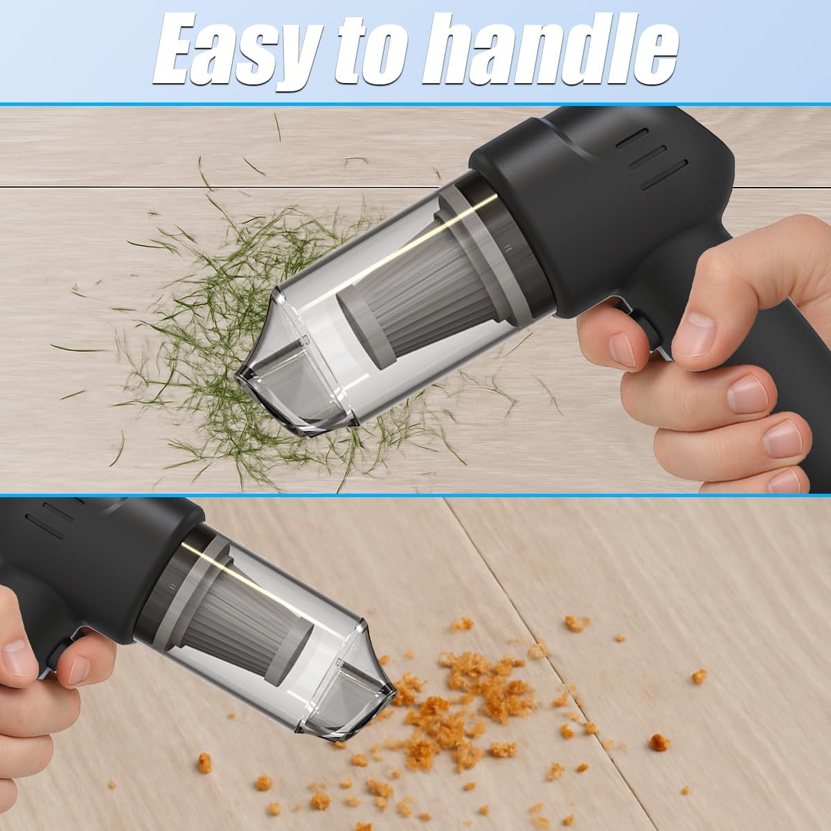 Guinea Pig Handheld Vacuum Cleaner Cage, Guinea Pig cage Cleaner, Rabbit Poop Vacuum, for Lightweight Cleanup of Guinea Pig, Rabbit, Hamster, Chinchilla, Reptile, Bird(Black) - Happypetzone.online - Image 2