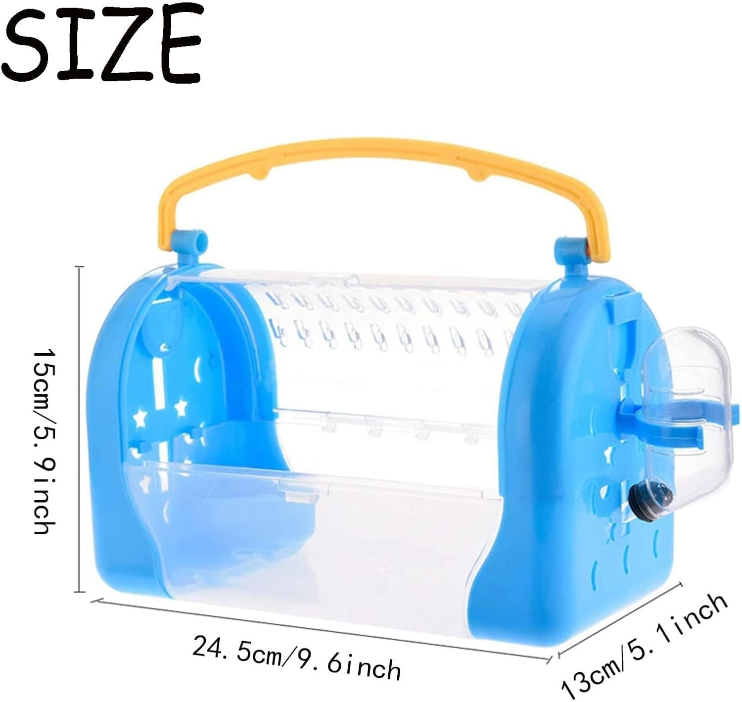 kathson Portable Hamster Cage Dwarf Hamster Carry Travel Cage with Water Bottle Food Bowl Adjustable Strap Pet Outgoing Cage for Gerbil Hedgehog Mice Squirrel - Happypetzone.online - Image 5