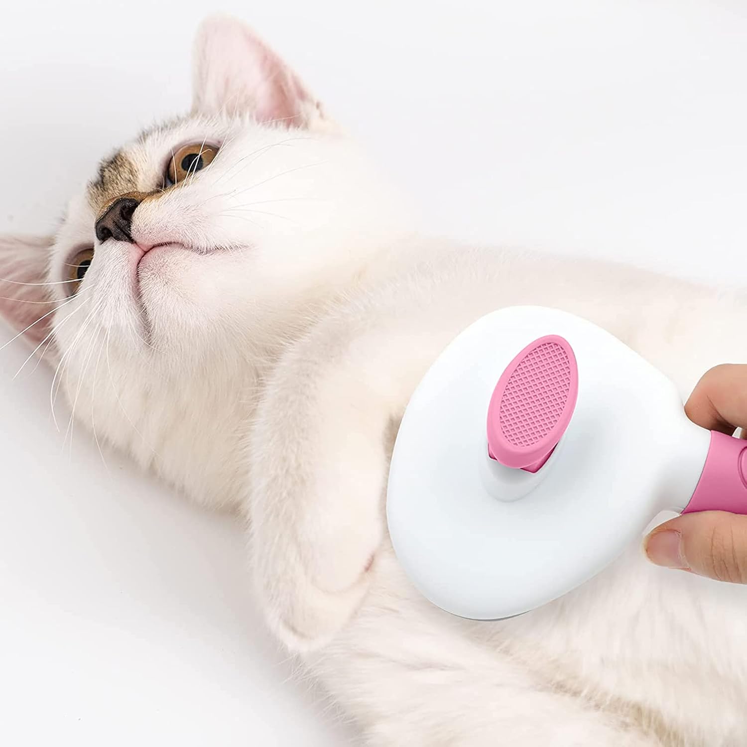 Cat Brushes for Indoor Cats, Dog Brush for Shedding with Metal Cat Comb, Self Cleaning Pet Hair Brush with Release Button for Grooming Kitten(Pink) - Happypetzone.online - Image 5