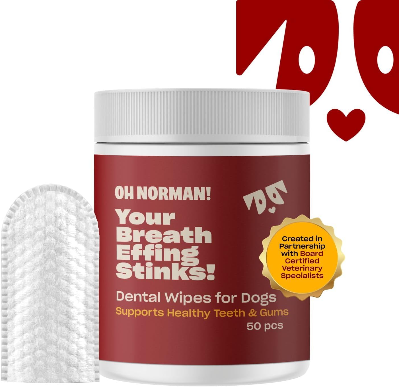 OH NORMAN! Dog Dental Wipes - Vet-Approved Pet Dental Finger Wipes for Oral Hygiene & Fresh Breath - Alternative to Finger Toothbrush for Dogs - No Fuss Dog Cleaning Supplies for Daily Use - 50 pcs - Happypetzone.online - Image 6