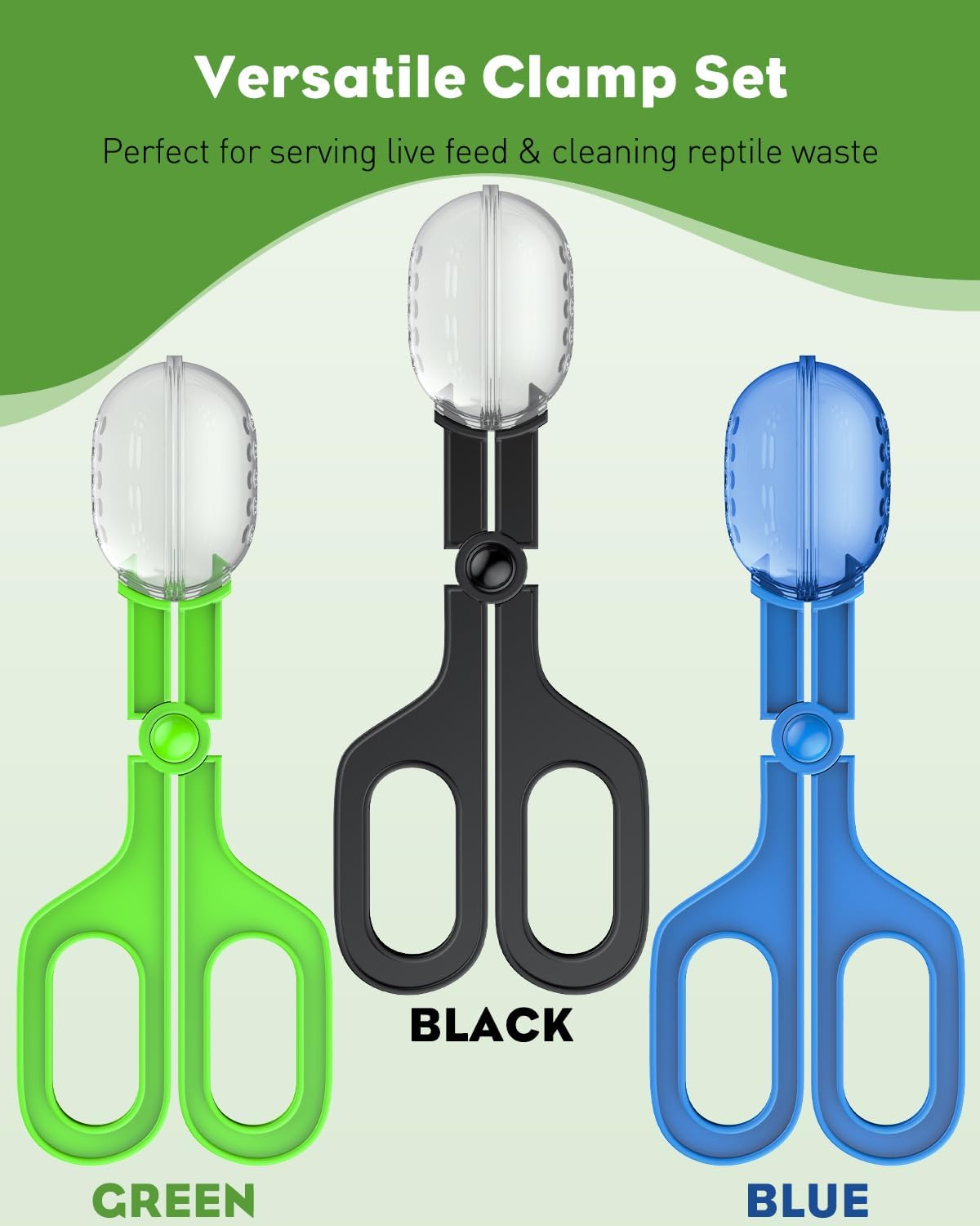 Pawfly 3 Pack Reptile Feeding Clamp, Bug Scooper, Plastic Reptile Poop Scoop, Terrarium Reptile Feeding and Cleaning Tools for Lizard Bearded Dragon Gecko Snake, 3 Colors - Happypetzone.online - Image 3
