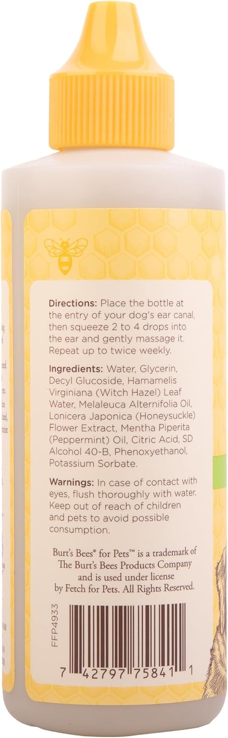 Burt's Bees for Pets Natural Ear Cleaner for Dogs with Peppermint and Witch Hazel, 99.7% Natural Origin Formula, Dog Ear Cleaning Solution for Dogs and Puppies, 4 Fl Oz - 2 Pack - Happypetzone.online - Image 8