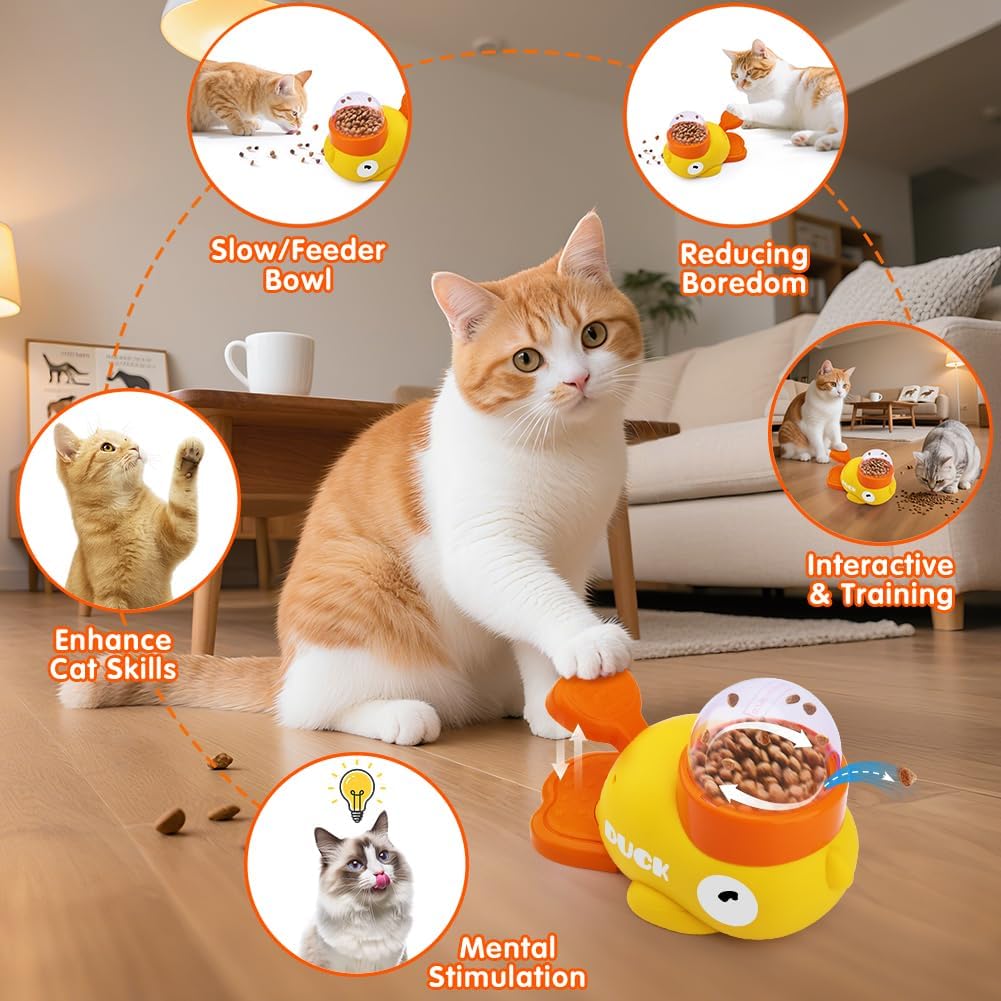 Interactive Cat Treat Dispenser, Slow Feeder Cat Puzzle Toy Duck Shaped Design - Happypetzone.online - Image 6