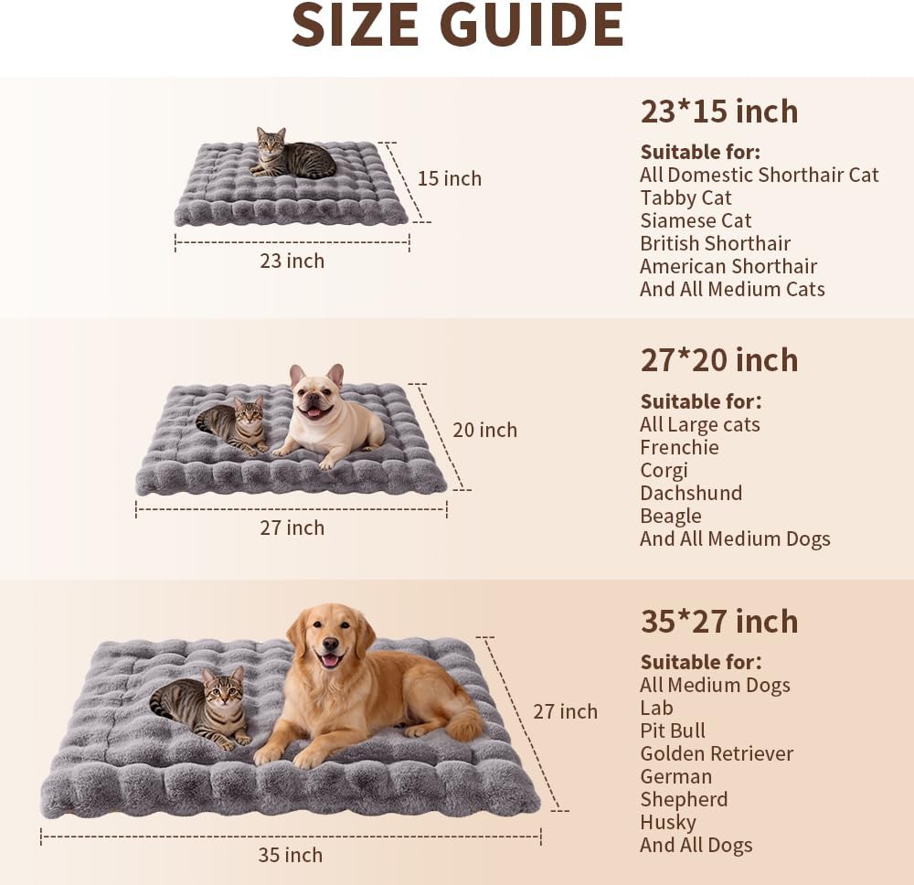 SOMAHE Cat Bed Mat, Soft Plush Faux Fur Kneading Pet Bed, Machine Washable Cat Sleeping Pad for Indoor Cats & Kittens, Non-Slip Fluffy Cat Rug for Couch Sofa Floor, 23x15 Inch Grey - Happypetzone.online - Image 9
