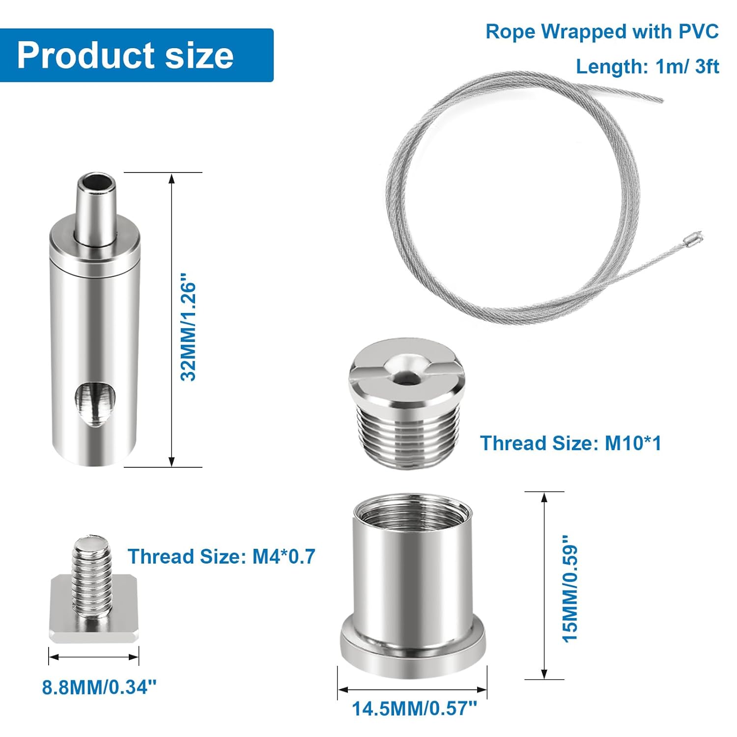Ceiling Hanging Wire Cable Kit, 4 Sets Wire Cable Hanging System kit, Aquarium Light Hanging Kit, Adjustable Wire Rope for Linear Light, Panel, Pendant, Chandelier, Suspension Light Fixture - Happypetzone.online - Image 2